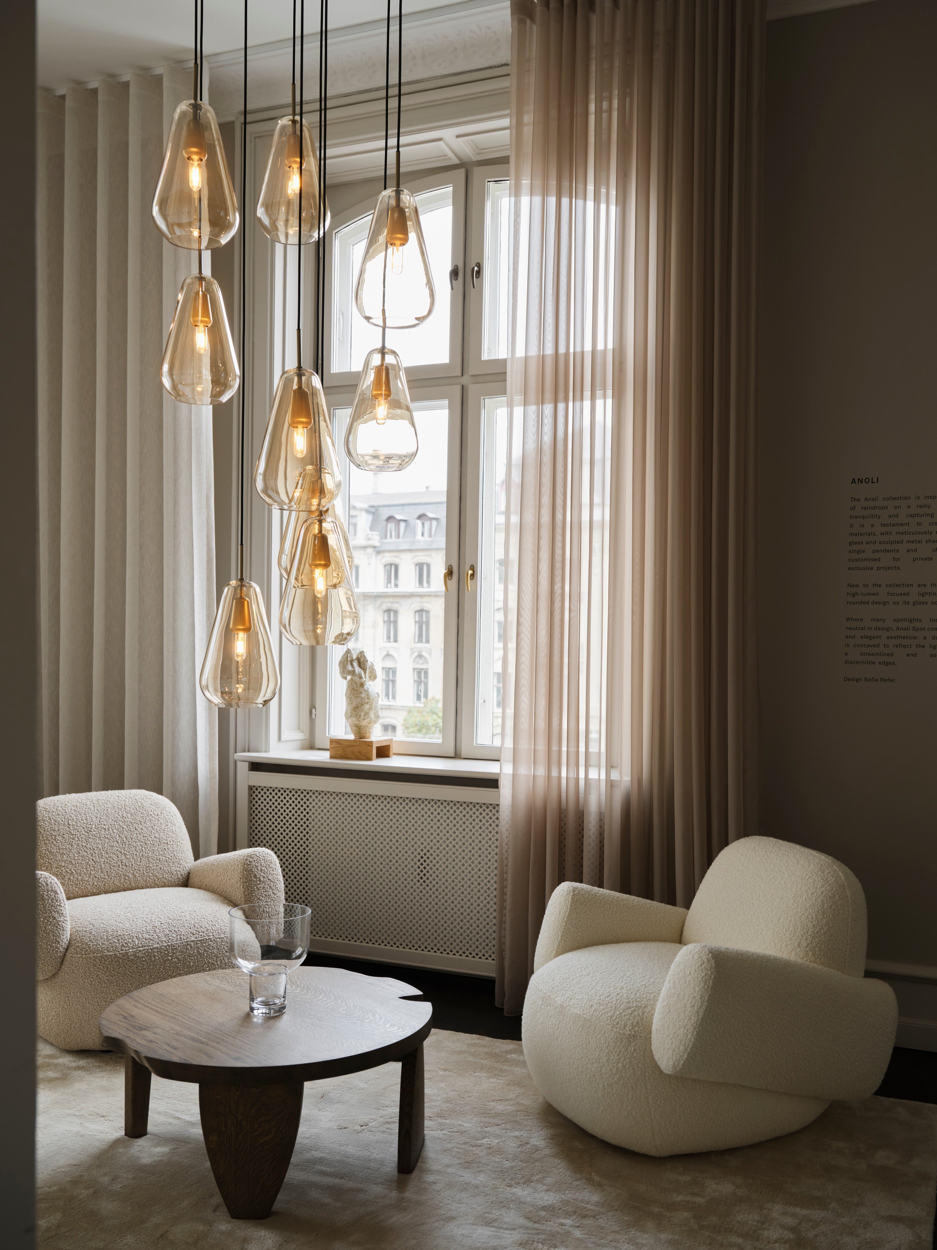 ANOLI 3 Pendant Lamp in Gold with Gold Glass