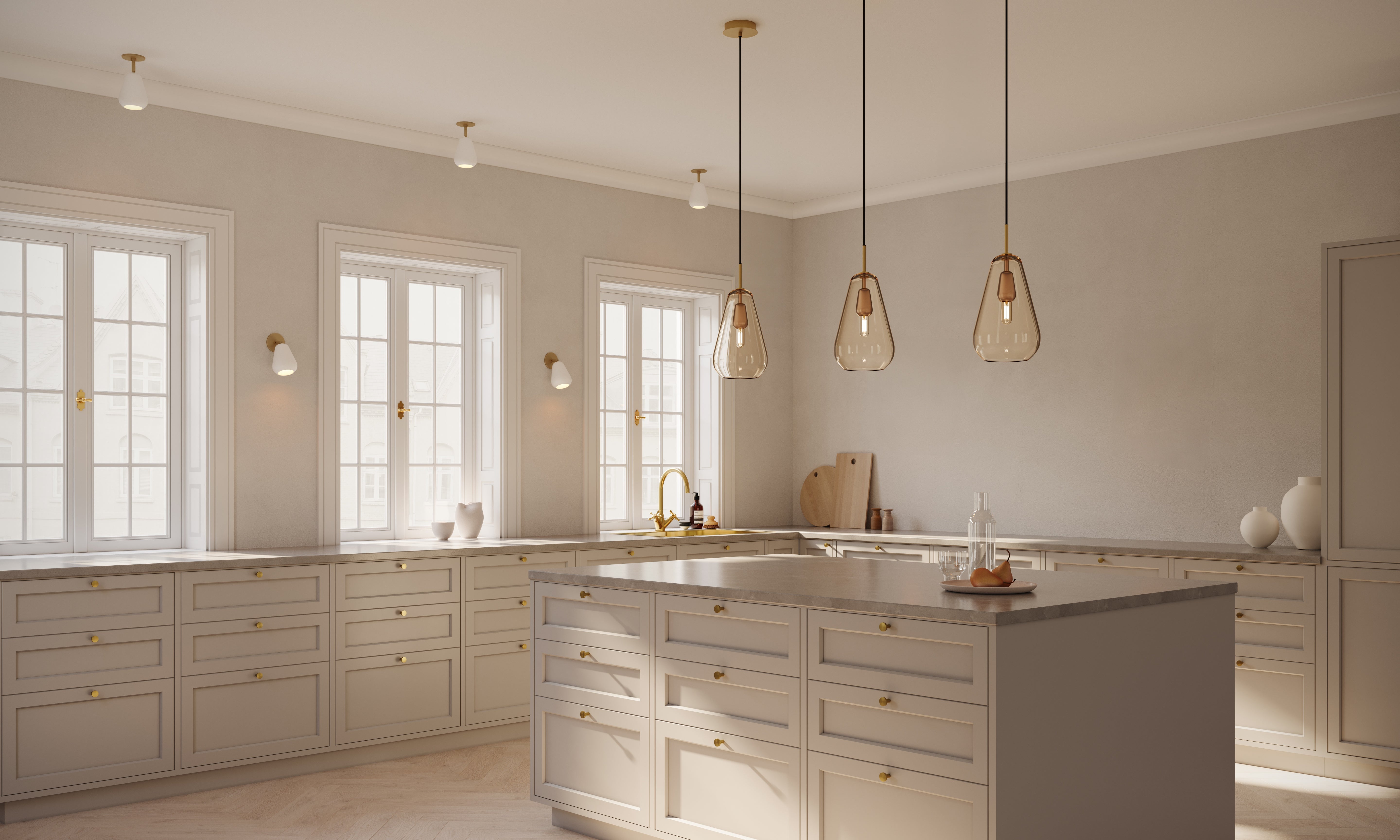 ANOLI 3 Pendant Lamp in Gold with Gold Glass