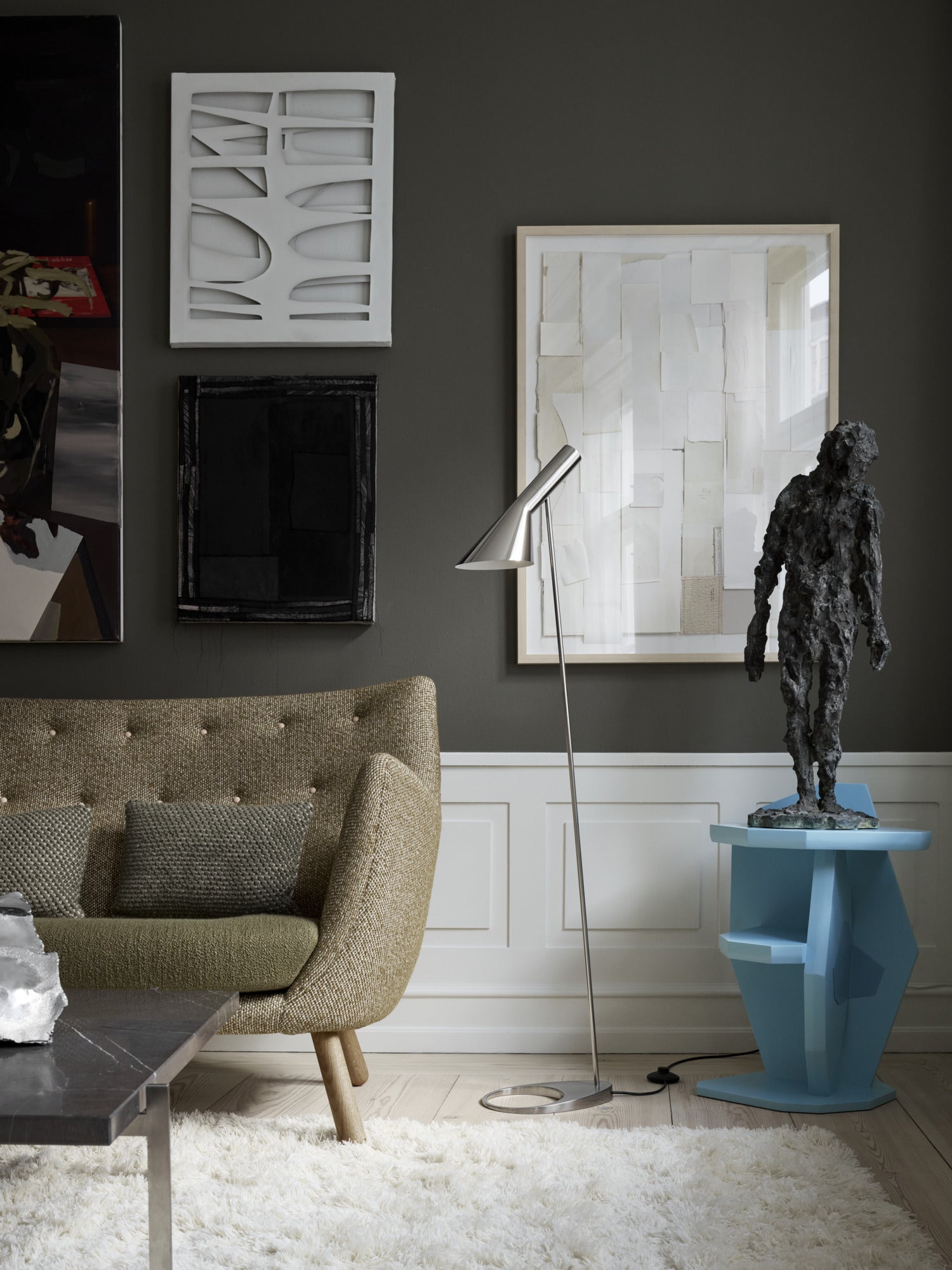 Lampa podłogowa AJ polerowana stal nierdzewna