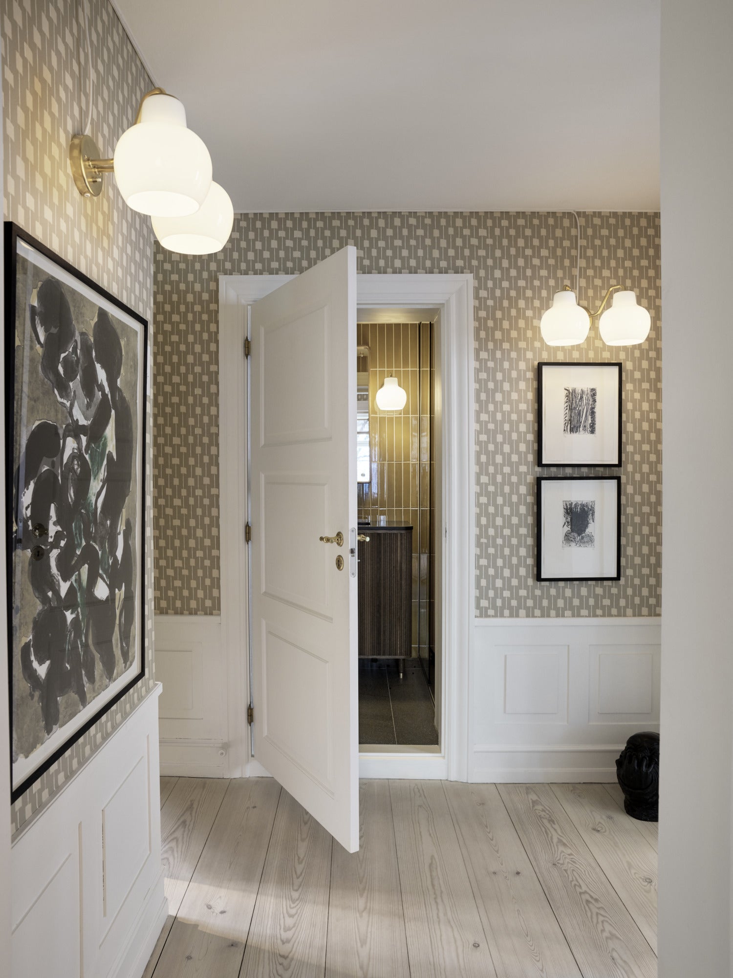 Lampa ścienna VL RING CROWN 2 biały z mosiężną podstawą