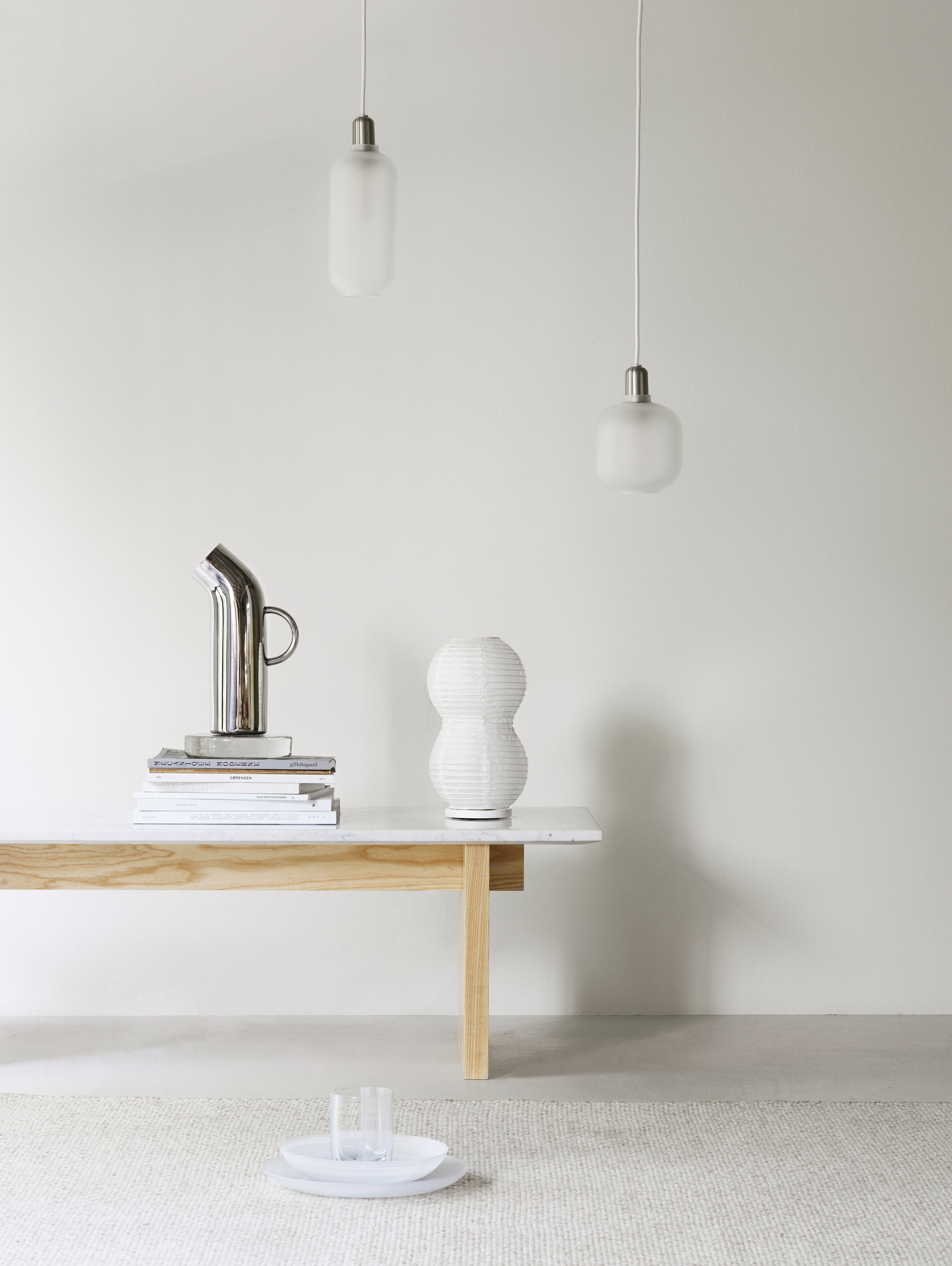 AMP LARGE pendant lamp with matte glass and silver finish