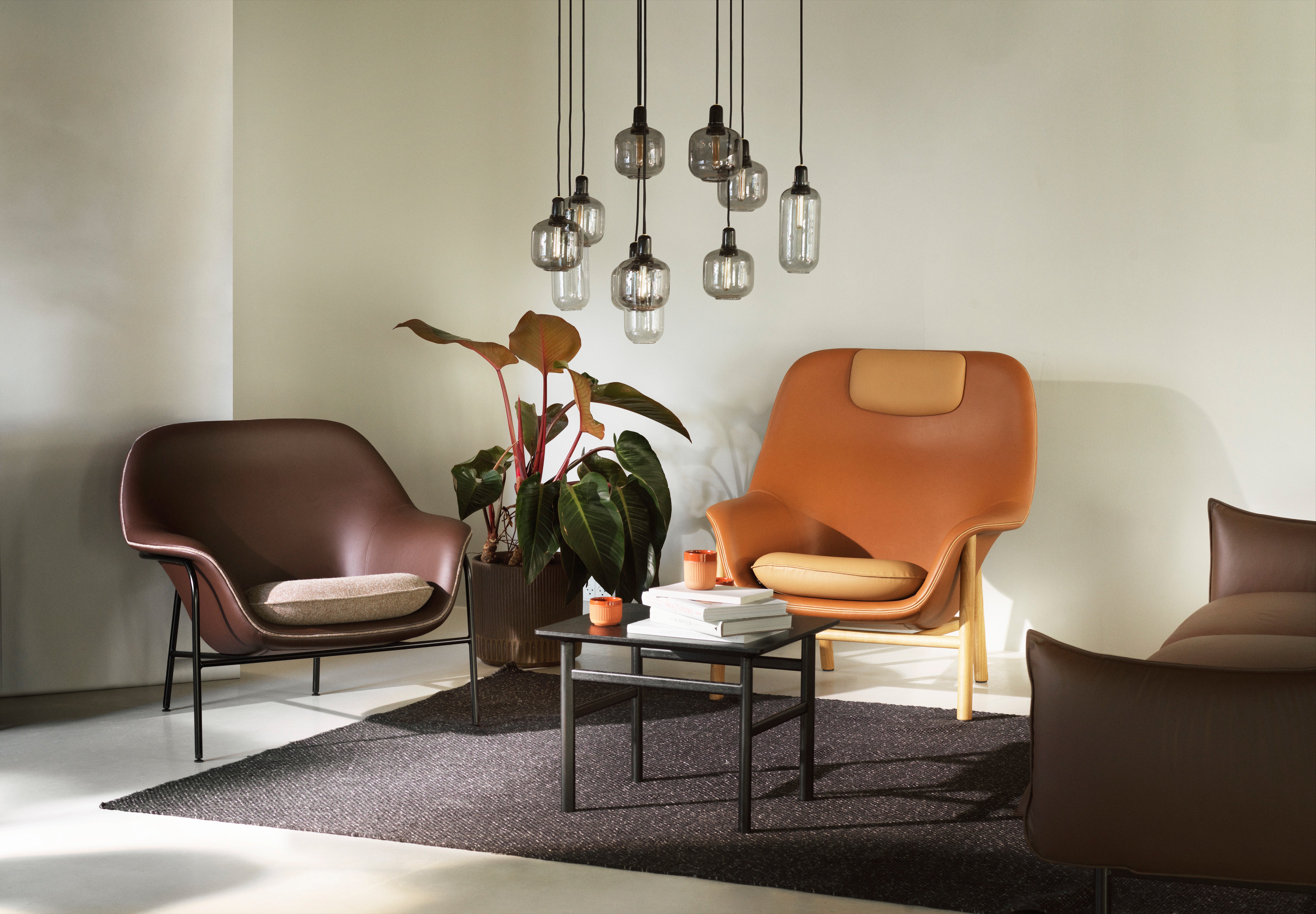 AMP LARGE pendant lamp with smoked glass and black marble