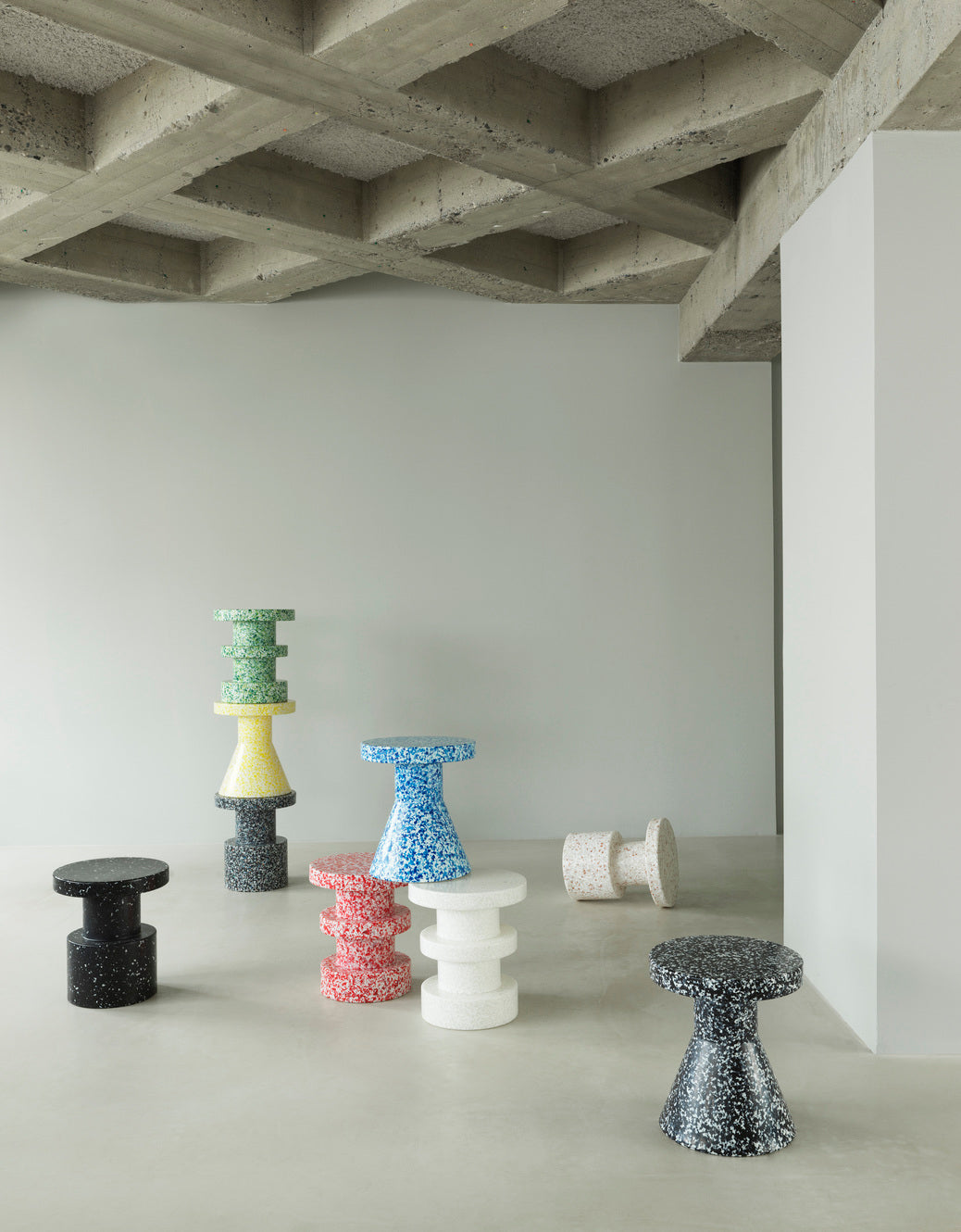 Black bit side table with a colorful finish