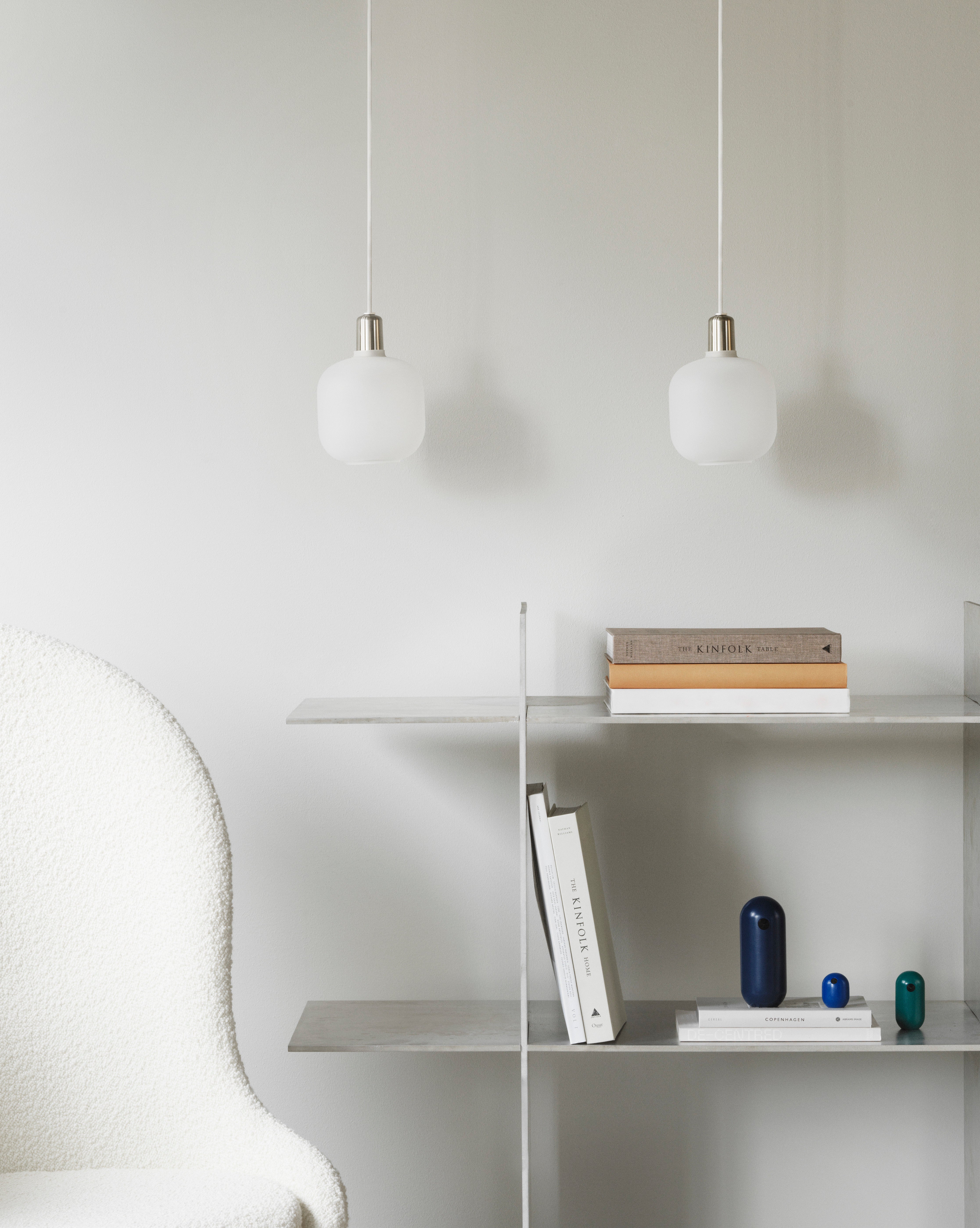AMP pendant lamp with matte glass and silver finish