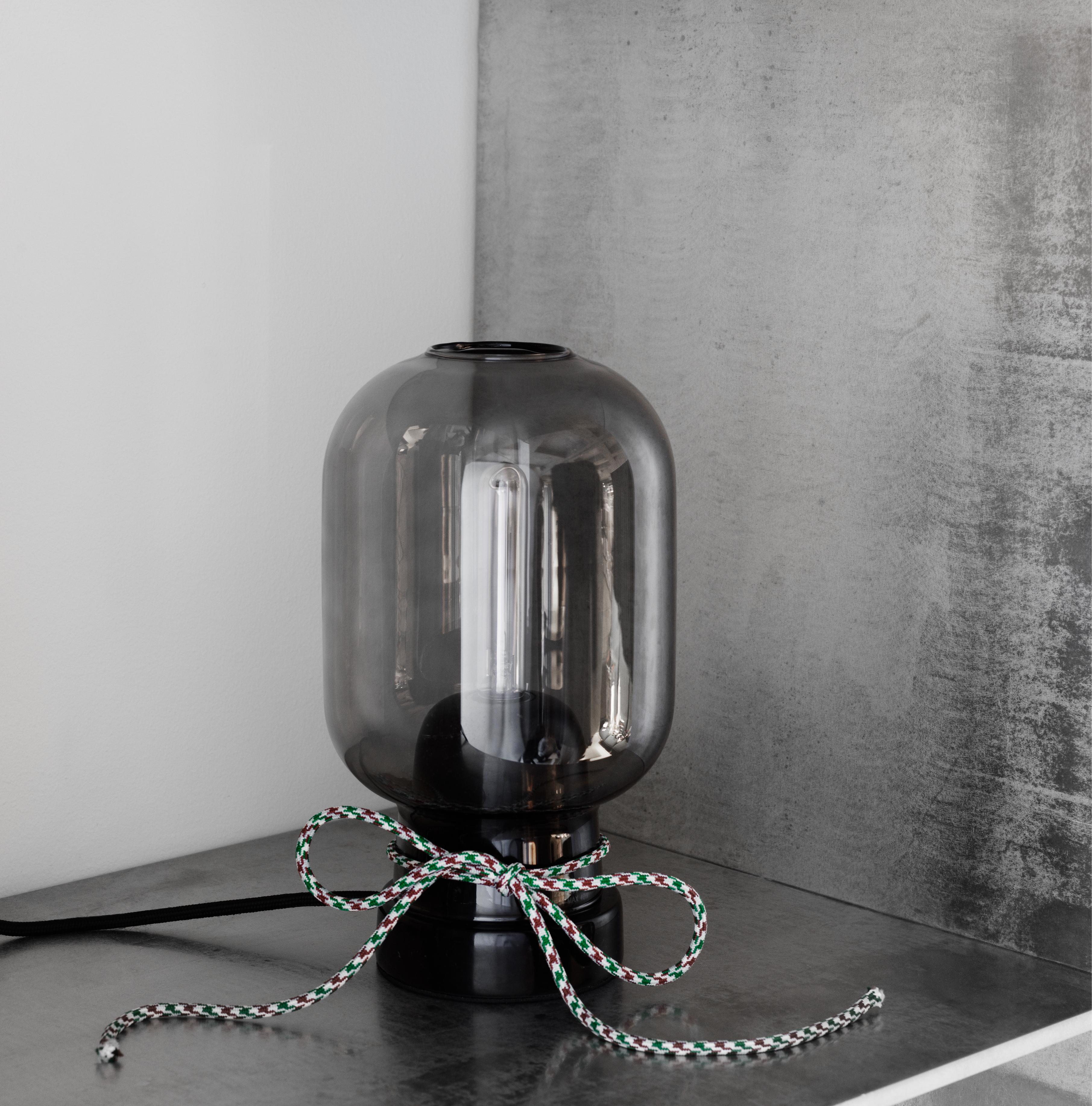 AMP table lamp in smoked glass with black marble