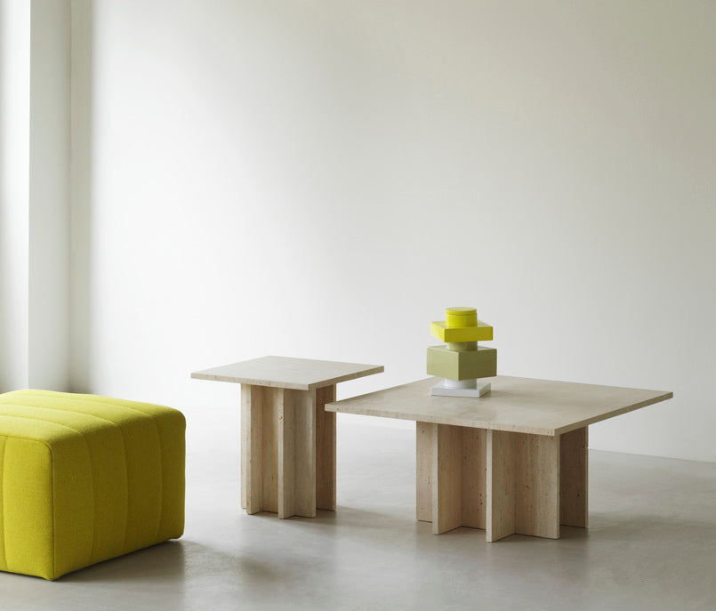 Edge travertine coffee table