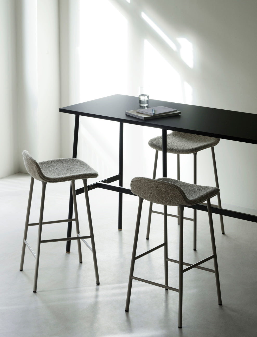 Upholstered forms with a burgundy base