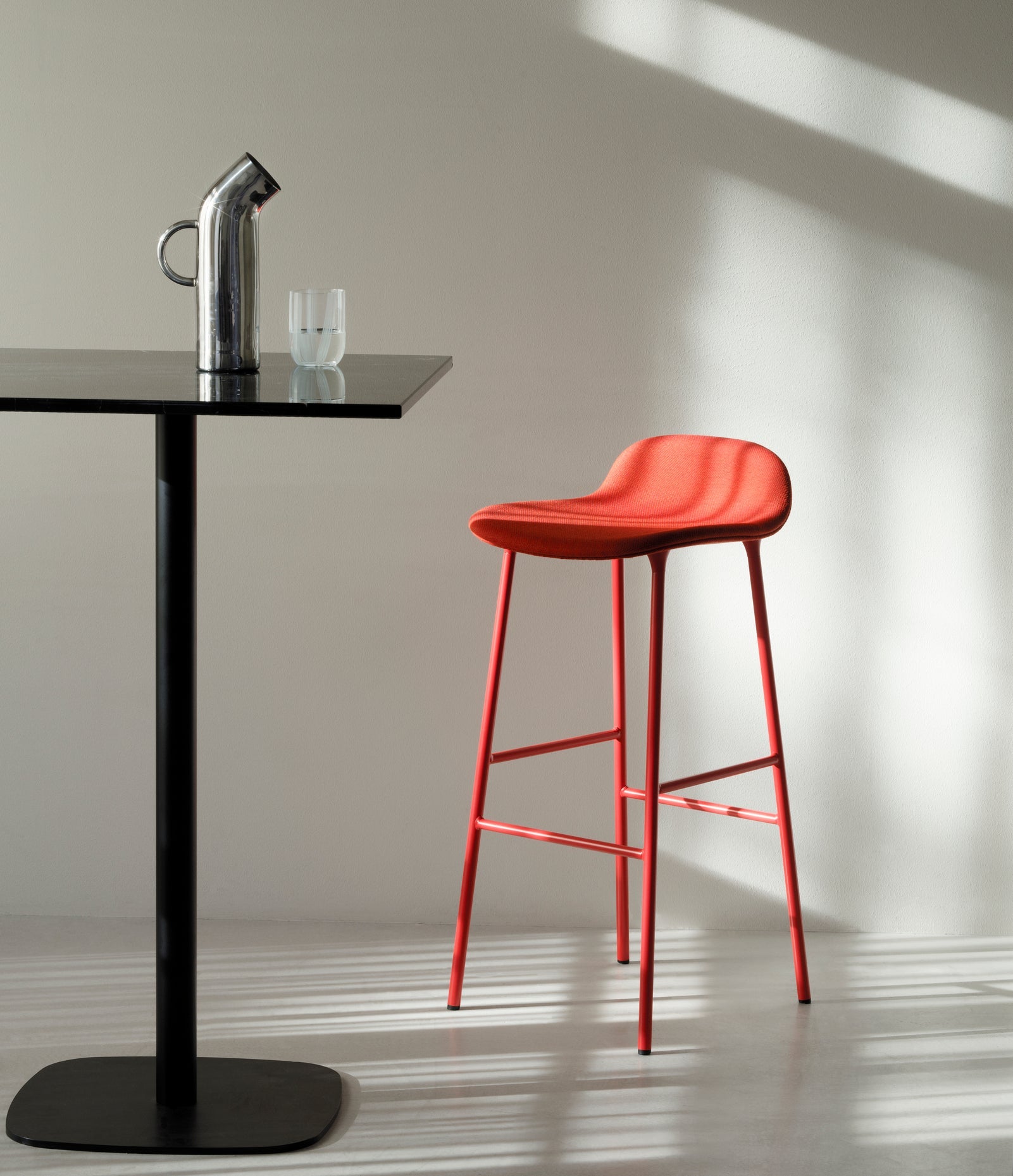 Upholstered forms with a burgundy base
