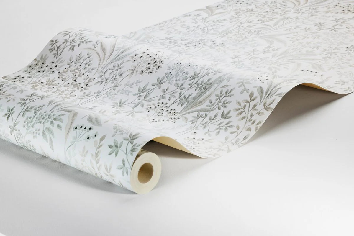 Vlies-Tapete mit pflanzlichem Muster NOCTURNE hellgrau