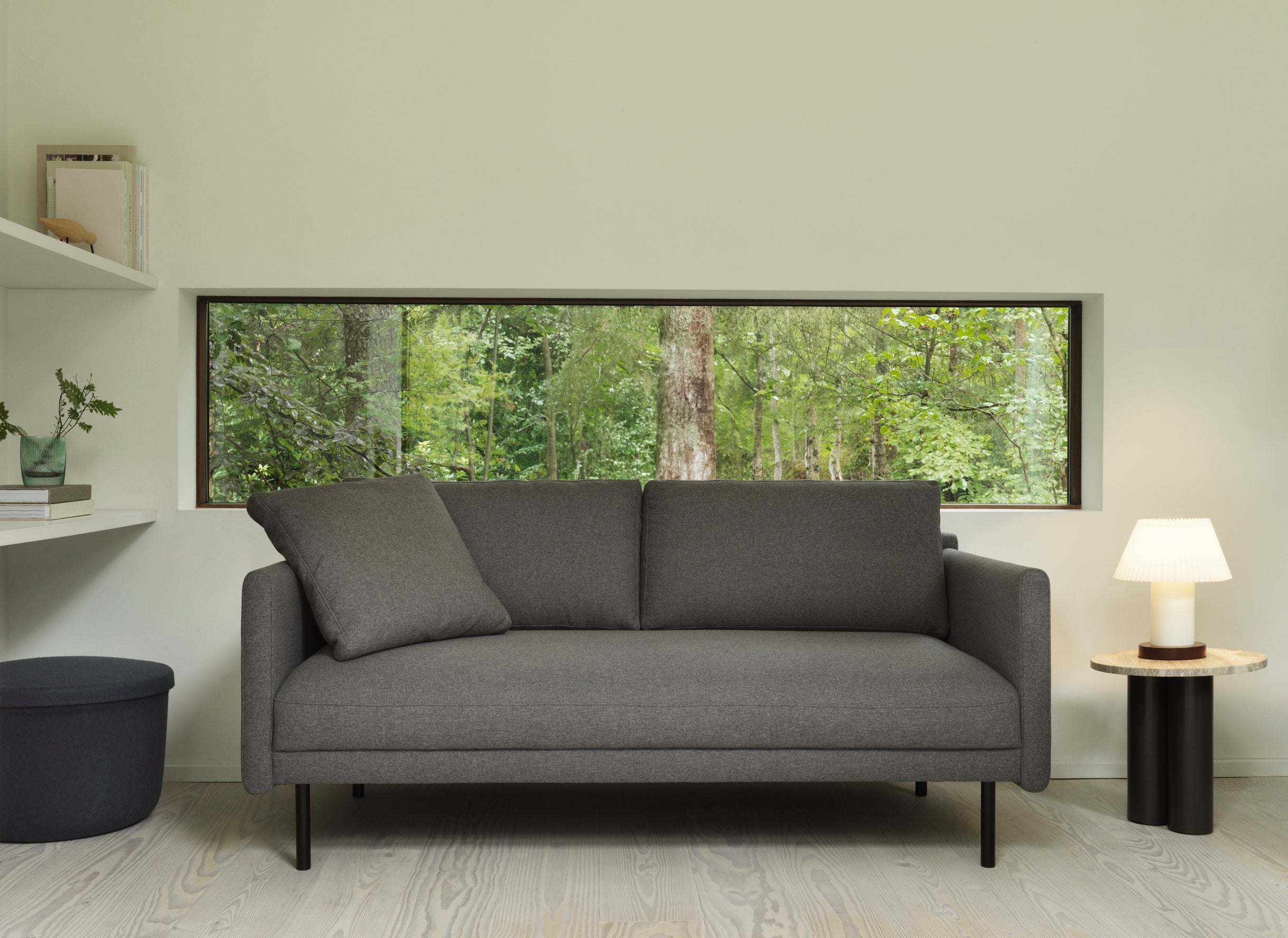 Pouf with hide gray storage