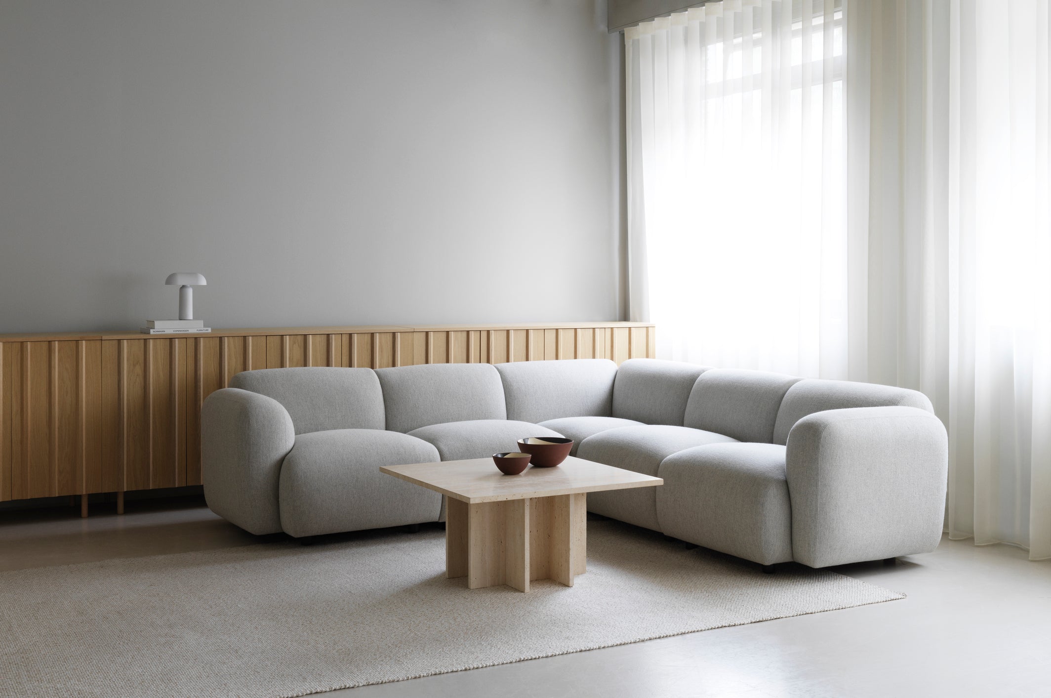 Edge travertine coffee table