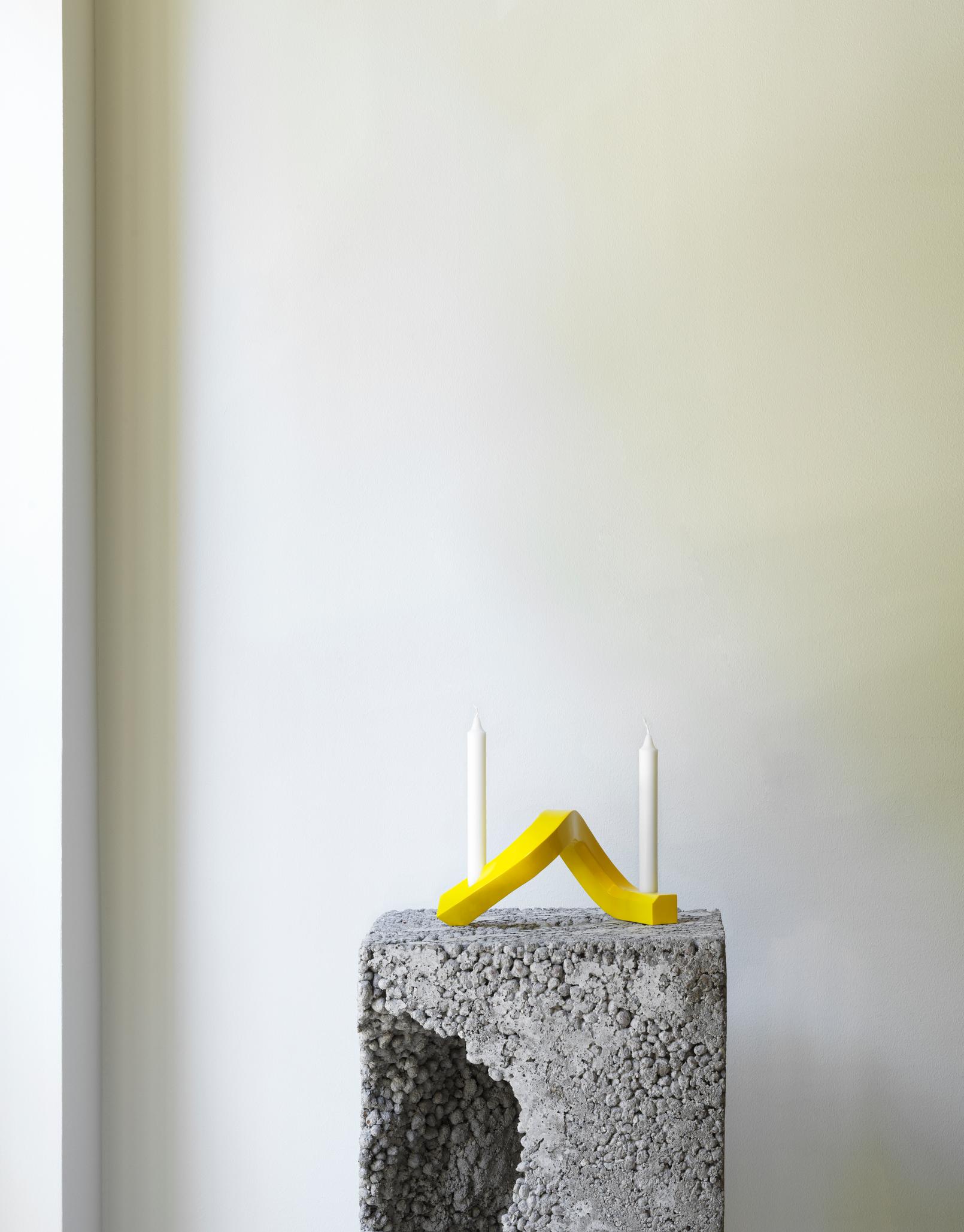 CROOKED TWO Candle Holder Yellow