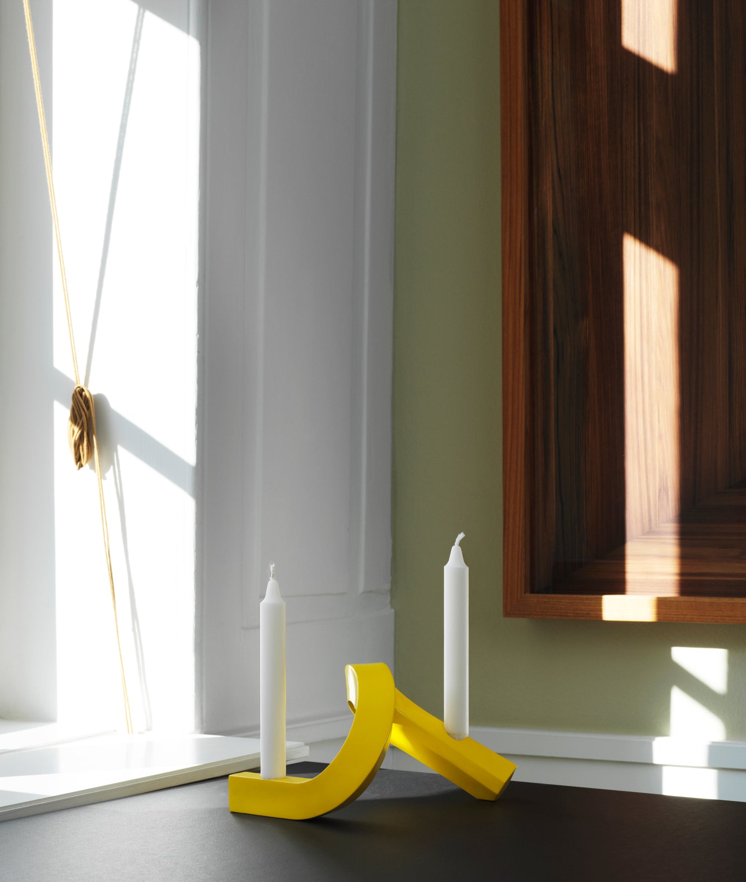 CROOKED TWO Candle Holder Yellow