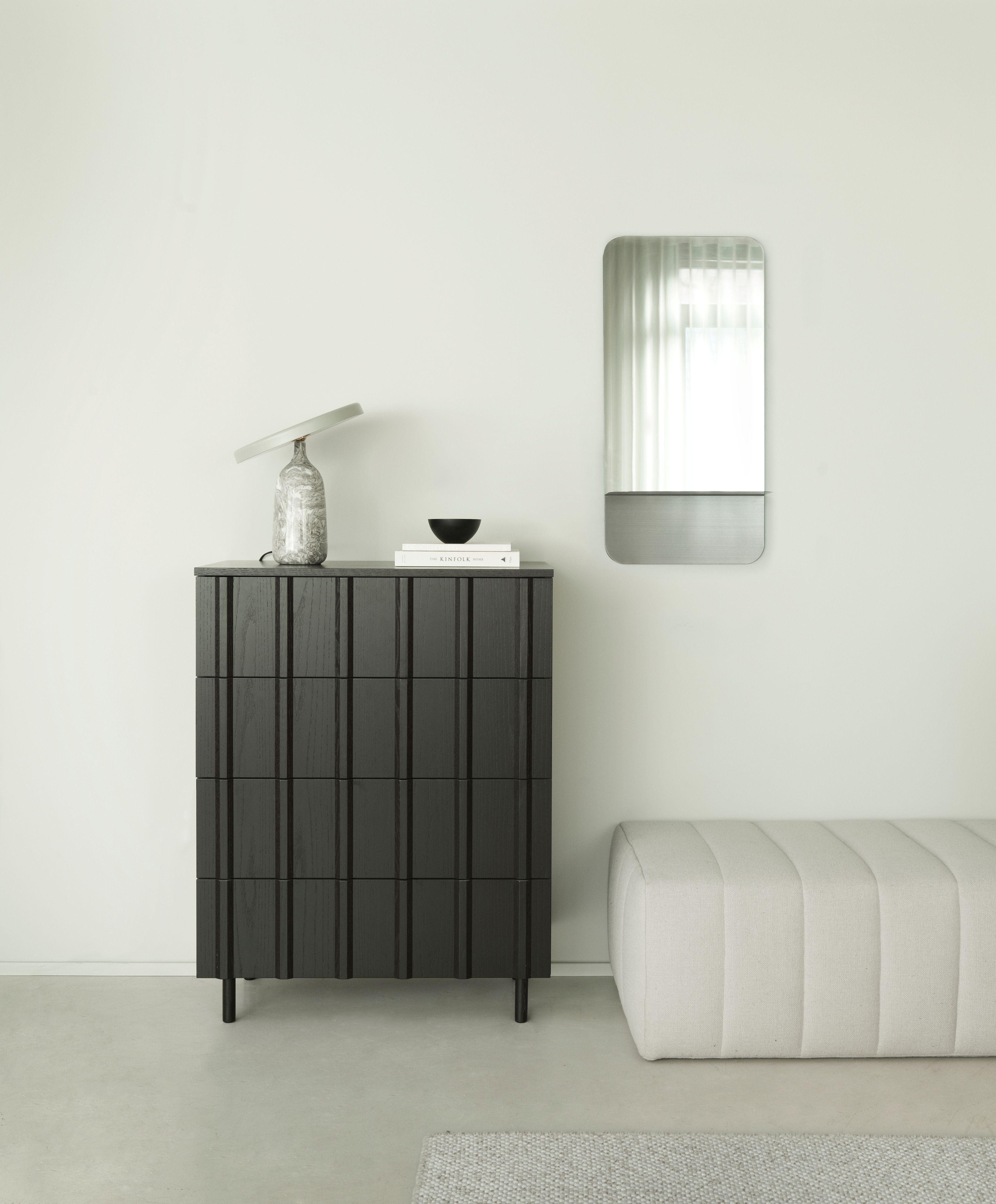 HORIZON VERTICAL Mirror with Shelf Gray