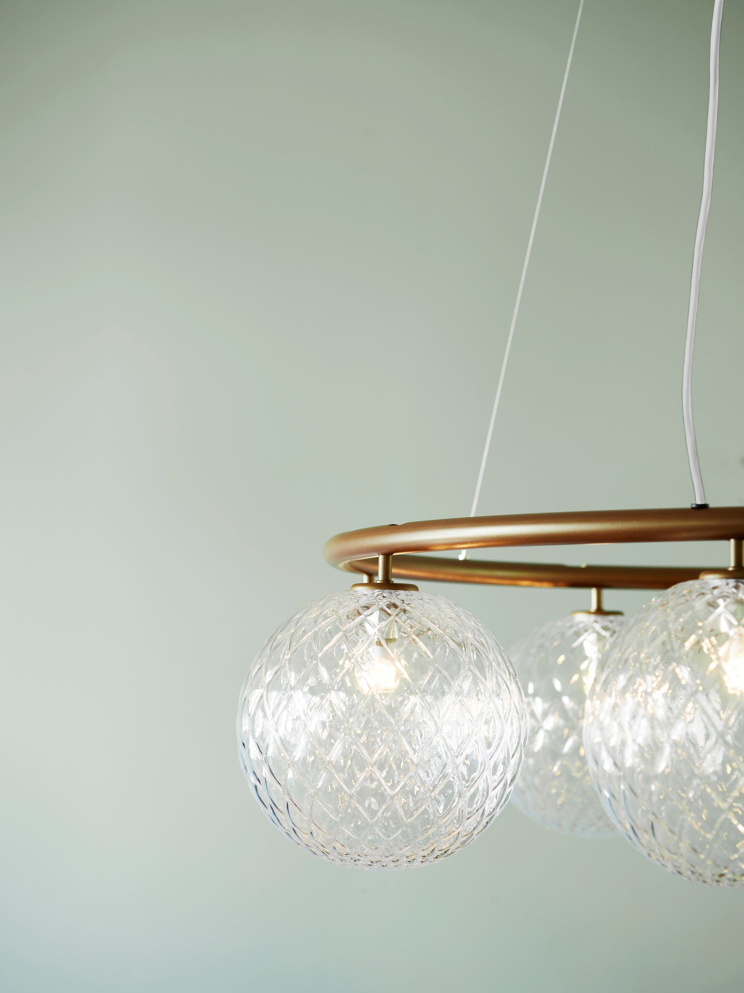 Pendelleuchte MIIRA 8 CIRCULAR dunkelbraun mit transparentem Glas