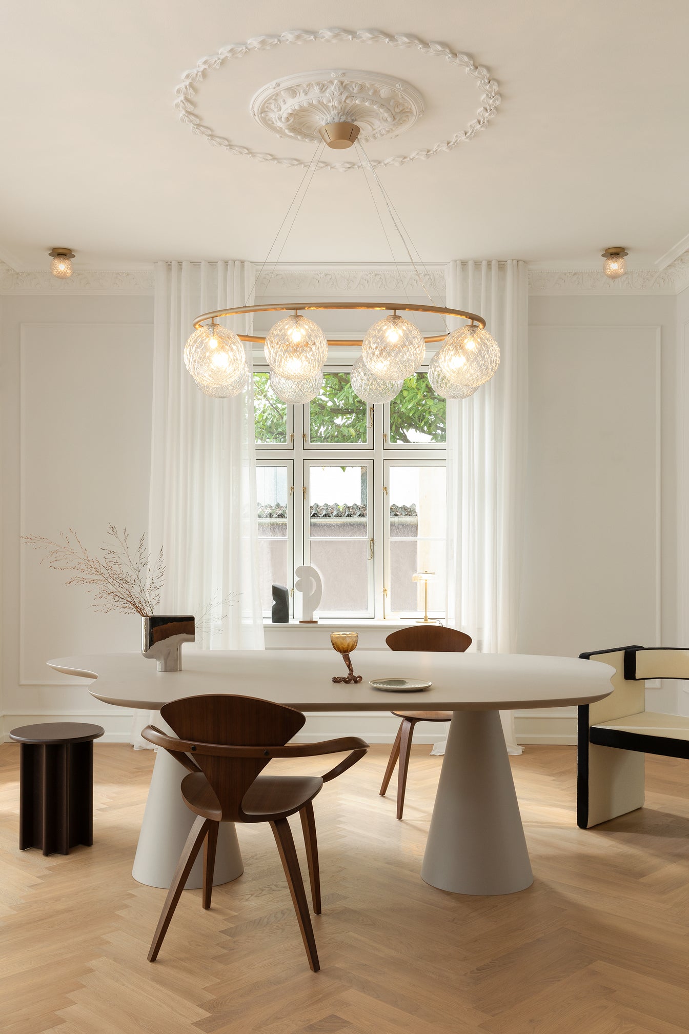 MIIRA 8 OVAL Pendant Lamp in Brass with Transparent Glass