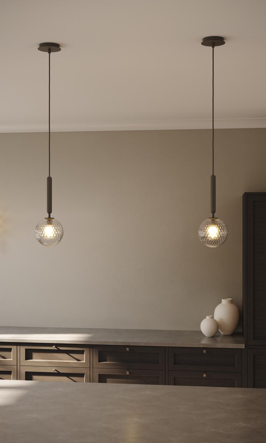 Pendelleuchte MIIRA graphit mit transparentem Glas