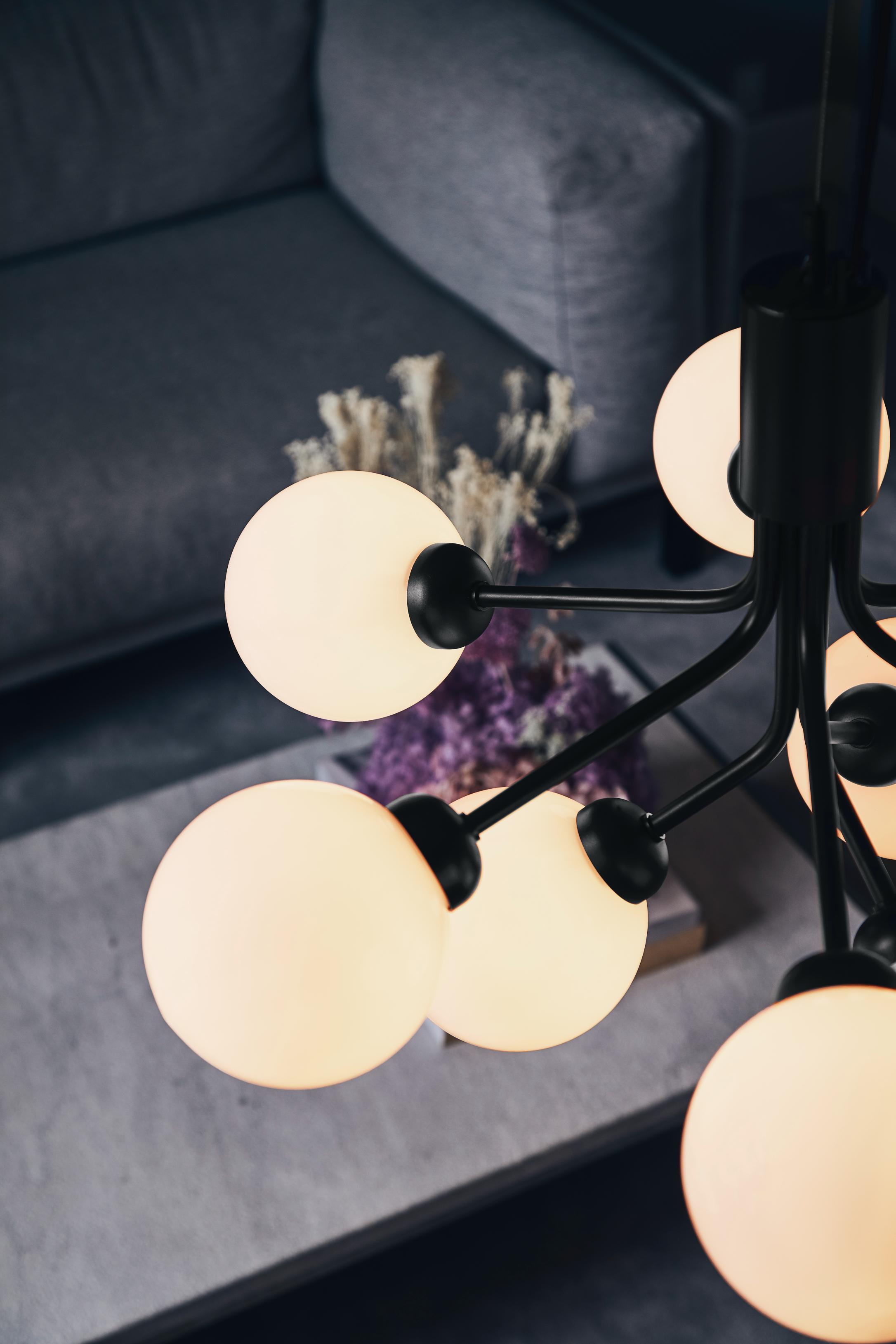 APIALES 9 Pendant Lamp in Black with Opal Glass
