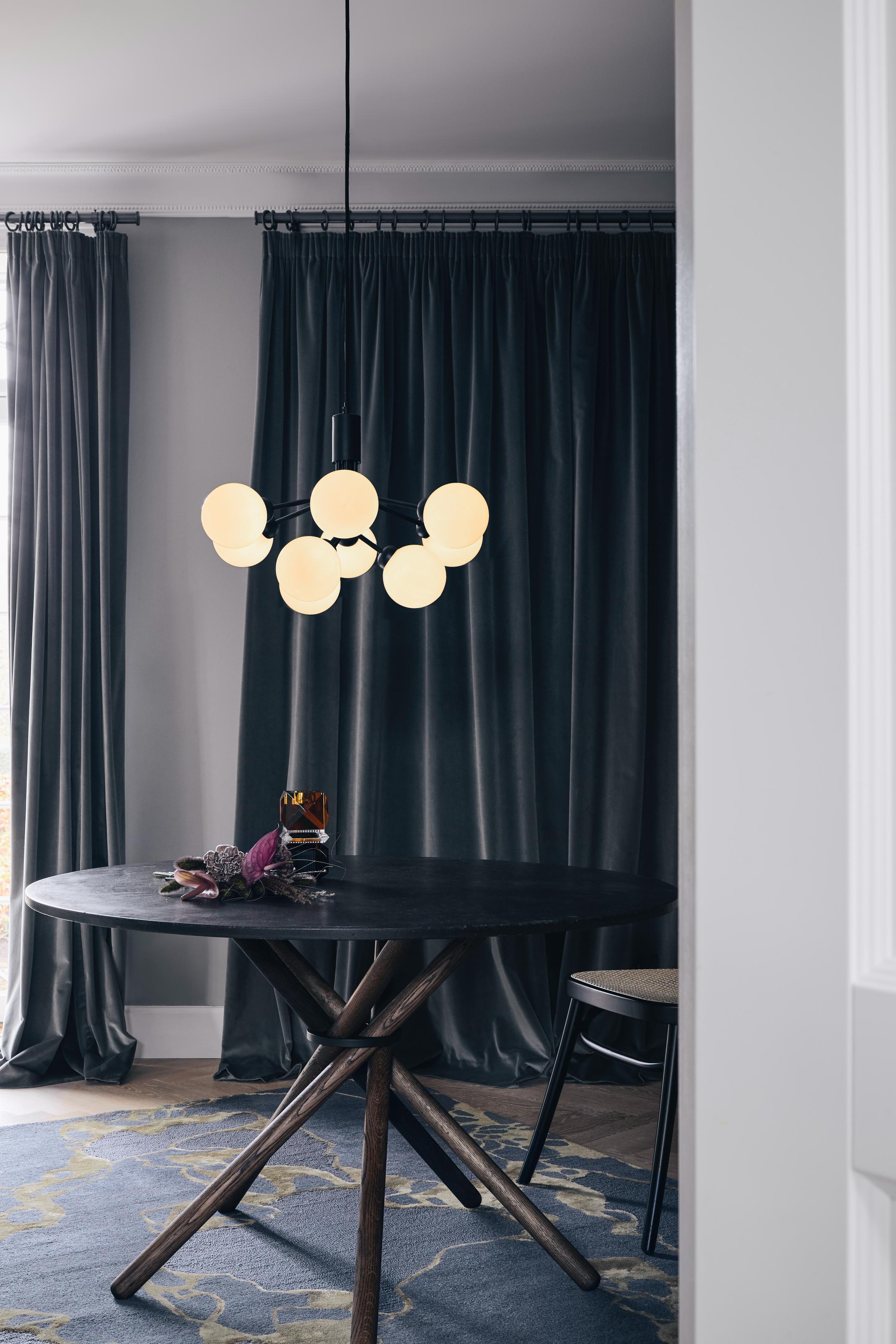APIALES 9 Pendant Lamp in Black with Opal Glass