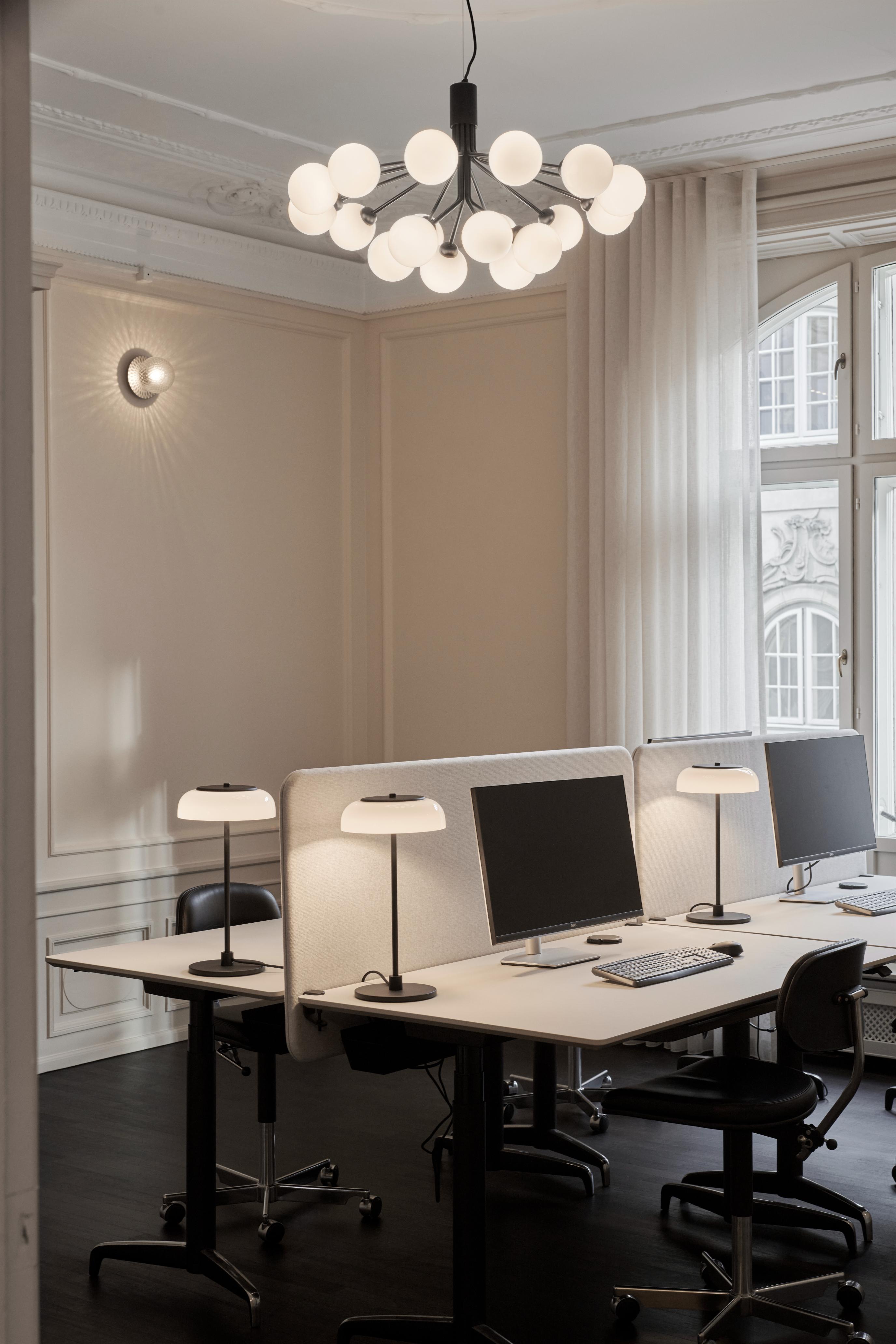 APIALES 18 Black Chandelier with Opal Glass