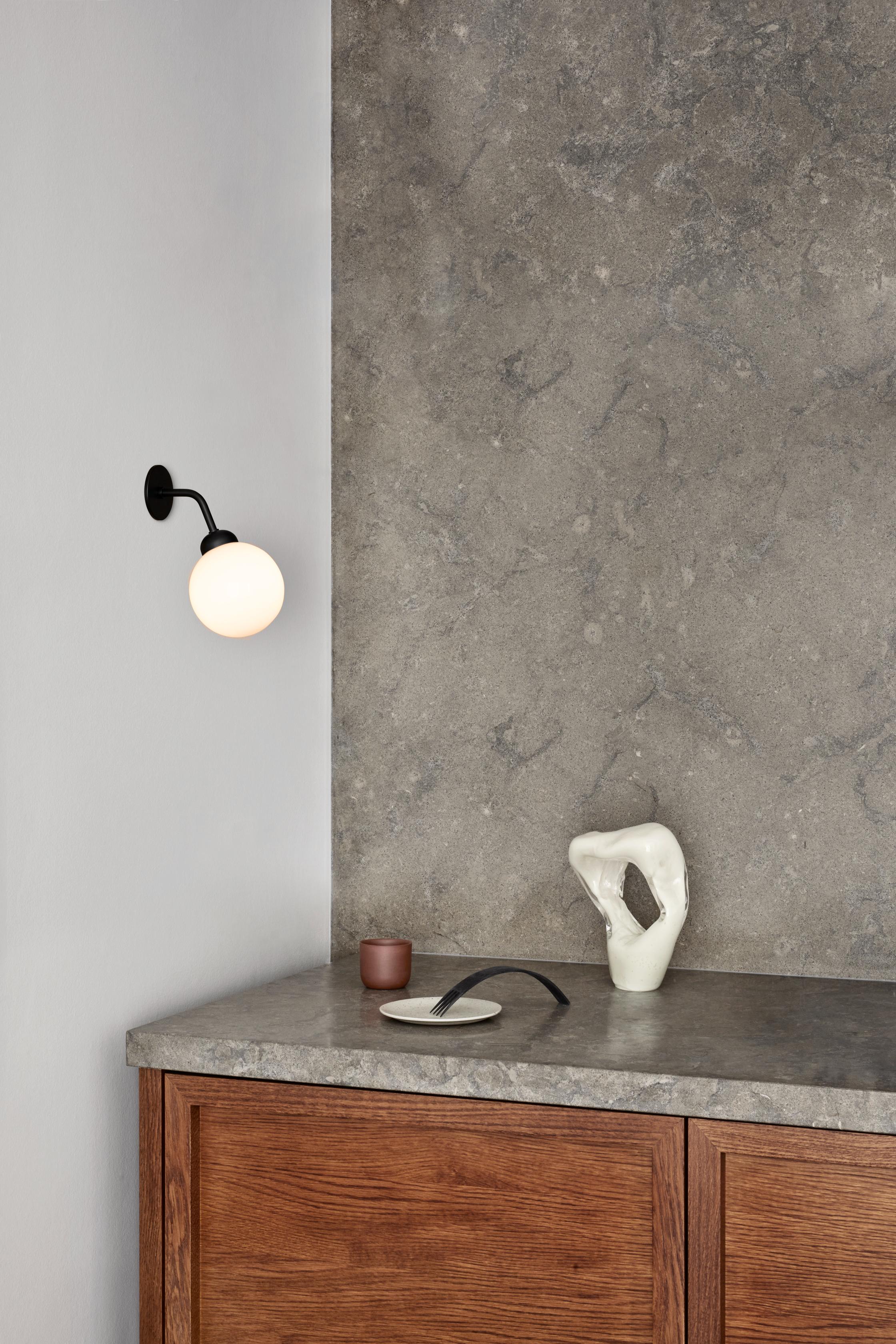 APIALES Black Wall Lamp with Opal Glass