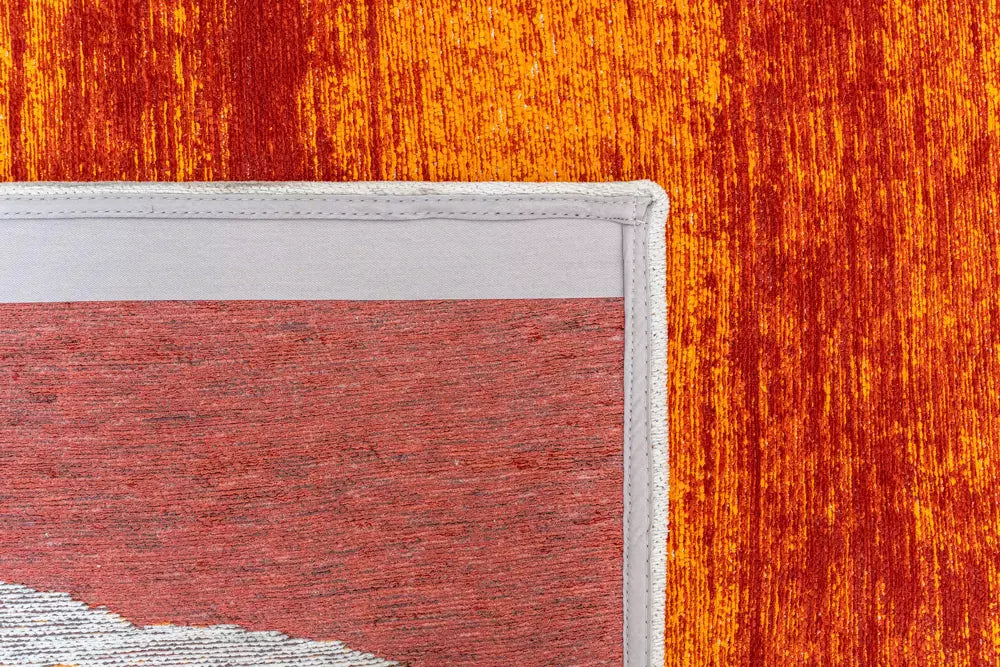 BRUSH Beige Rug with Orange