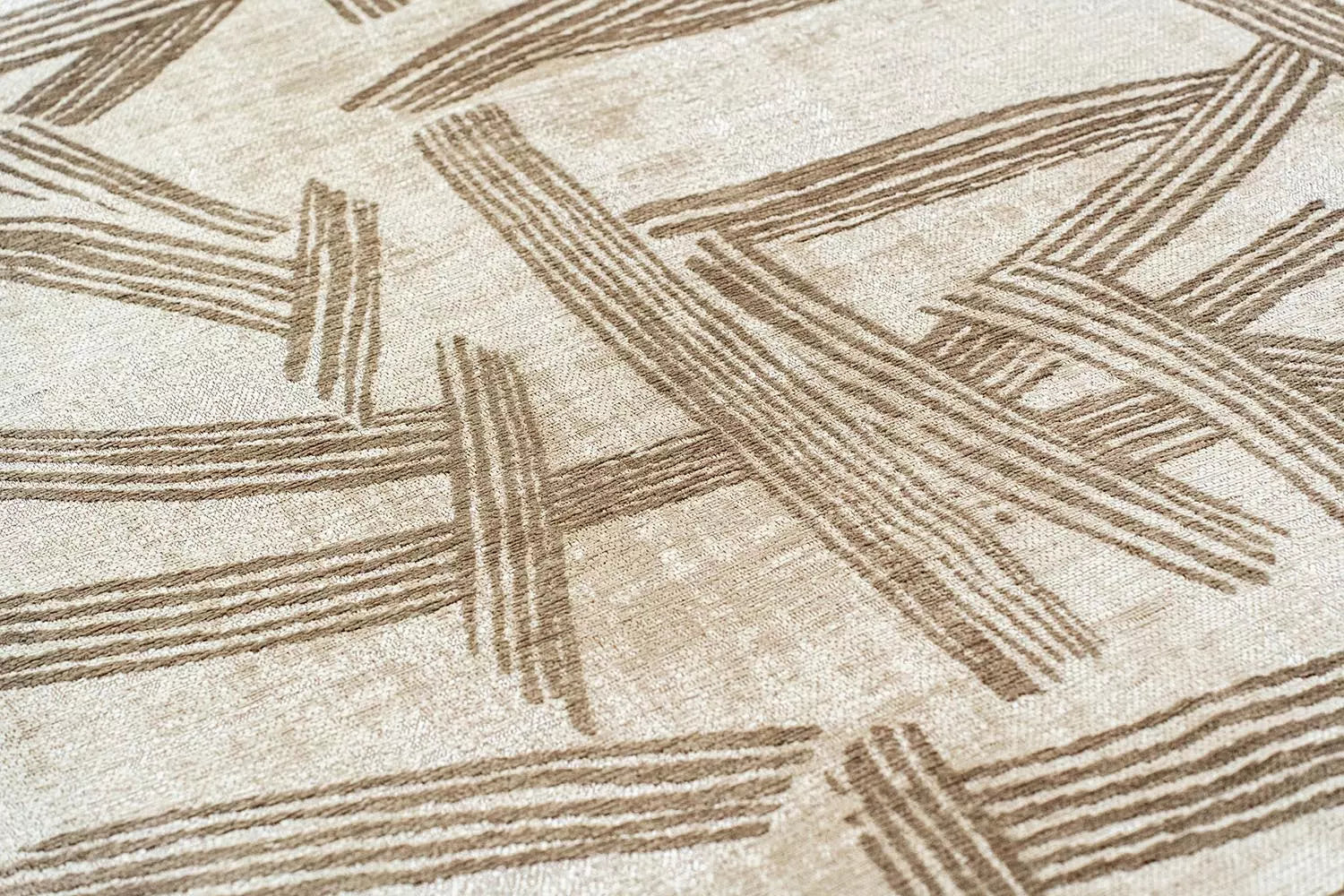 Ovaler Teppich KANJI beige mit cremefarbenem