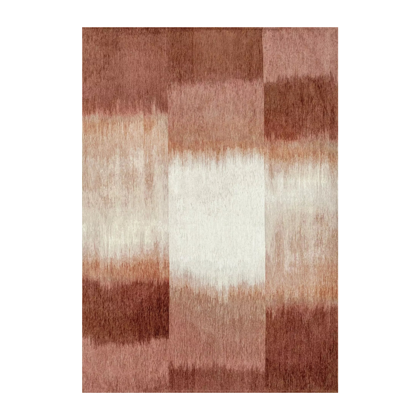 SENDAI rug in burgundy with salmon and white