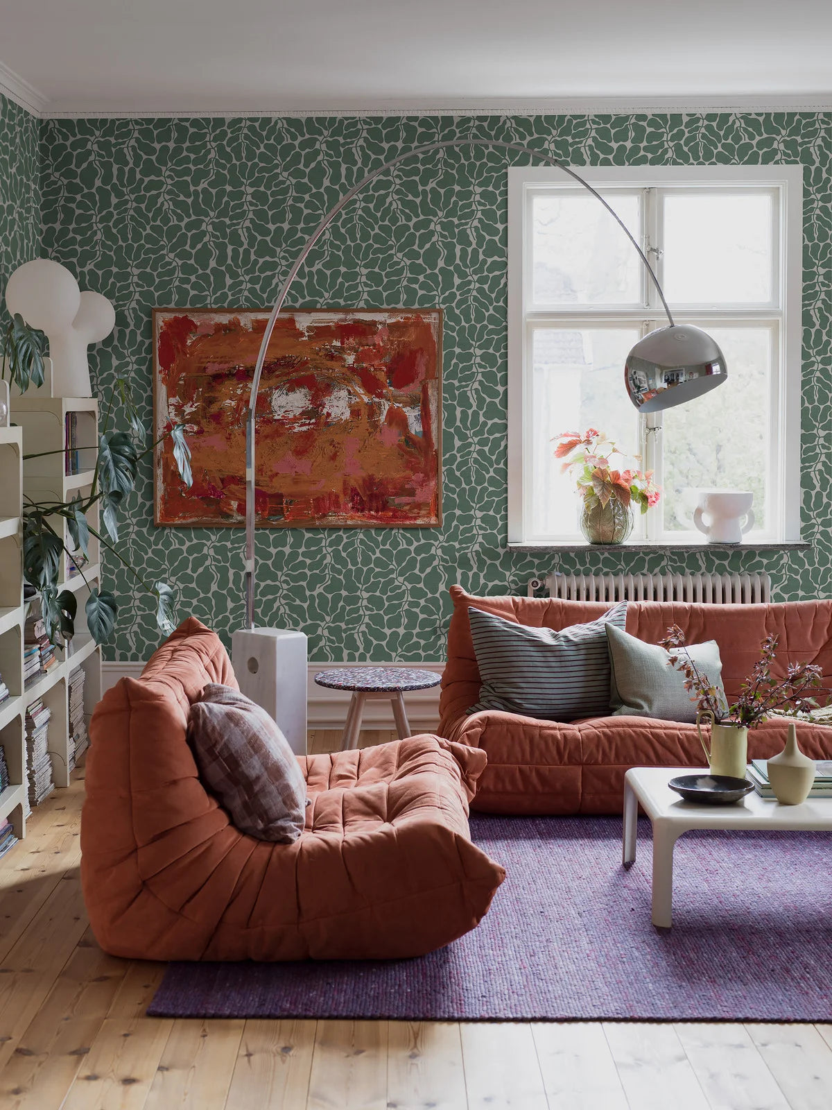 Vlies-Tapete mit pflanzlichem Muster MY SECRET GARDEN grün mit weiß