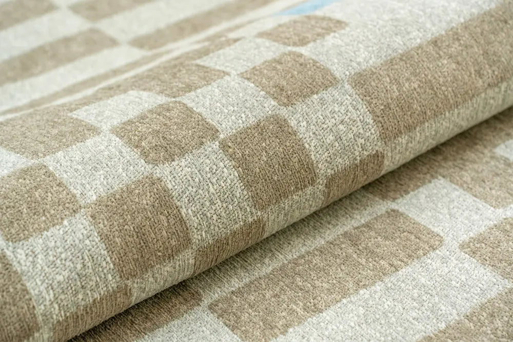 Teppich CHESS GREYHOUND beige mit Weiß und Orange