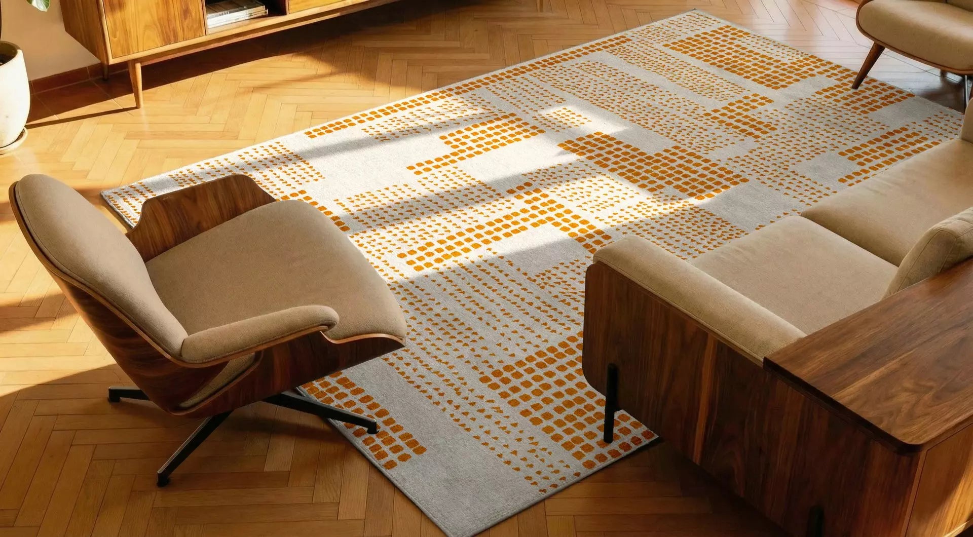 Teppich ZEN beige mit Gelb