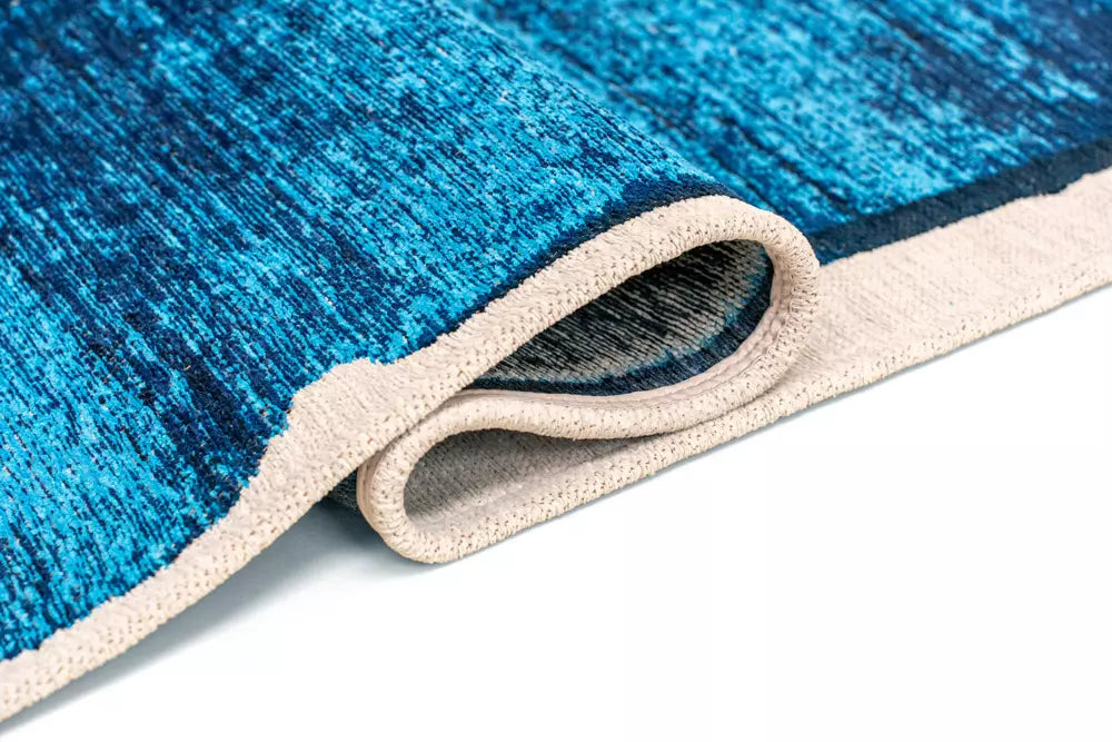 Teppich BRUSH blau mit beige