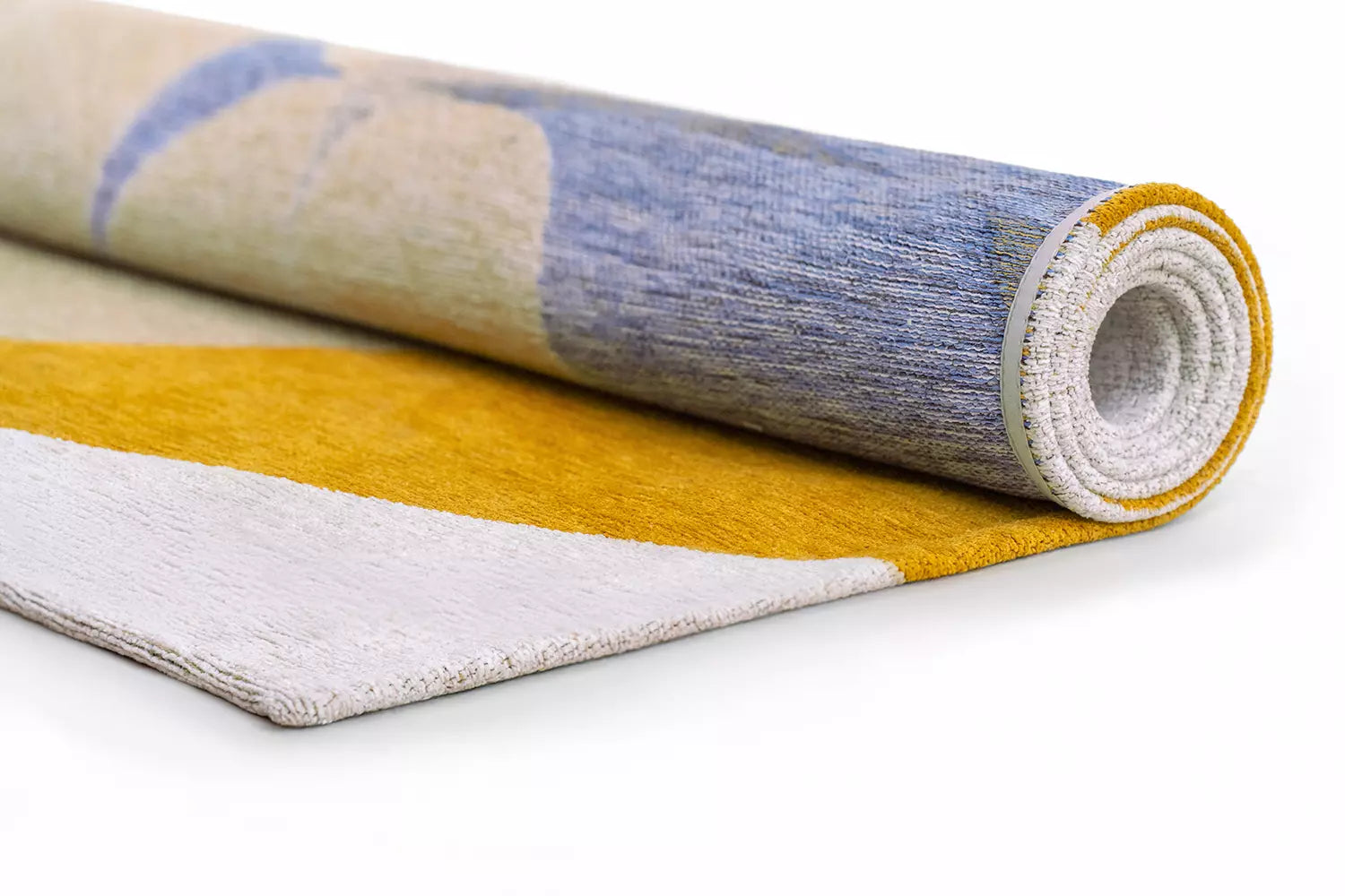 Teppich STONES weiß mit braun und blau