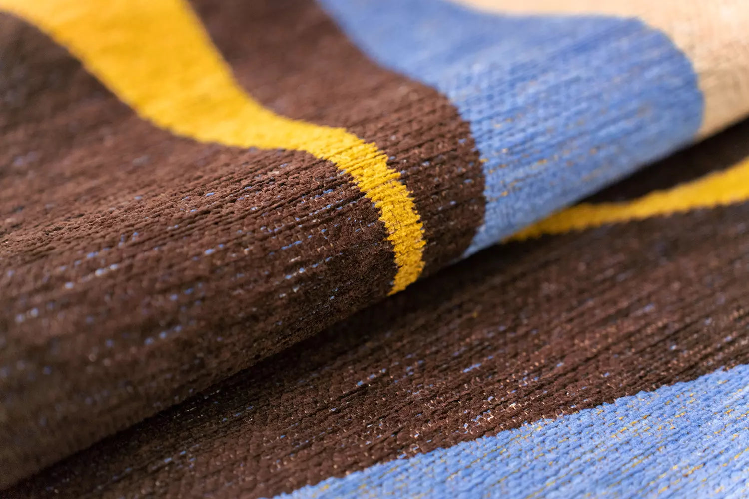 Teppich STONES weiß mit braun und blau