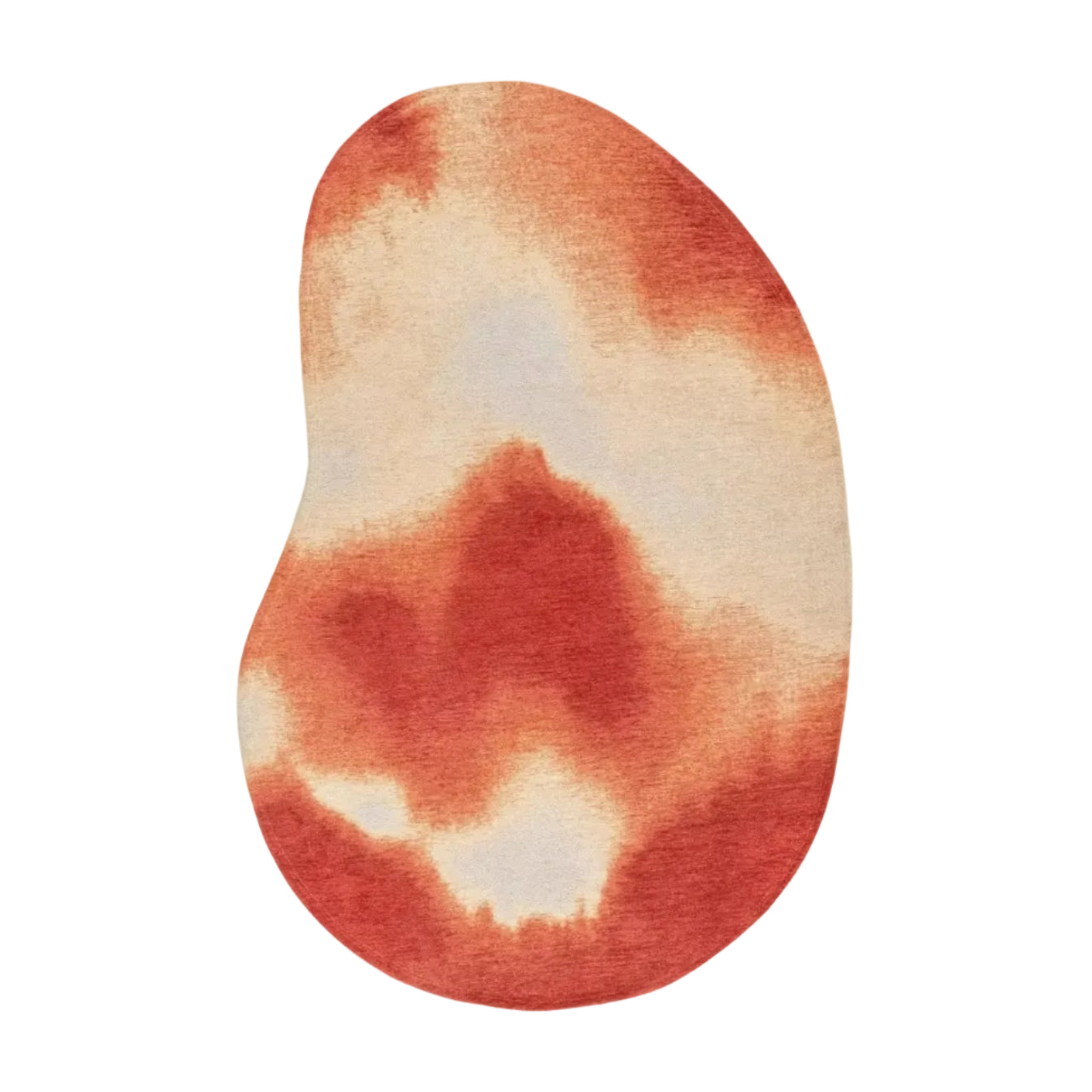 Ovaler Teppich AQUARELLE LEAF rot mit orangefarbenen Akzenten