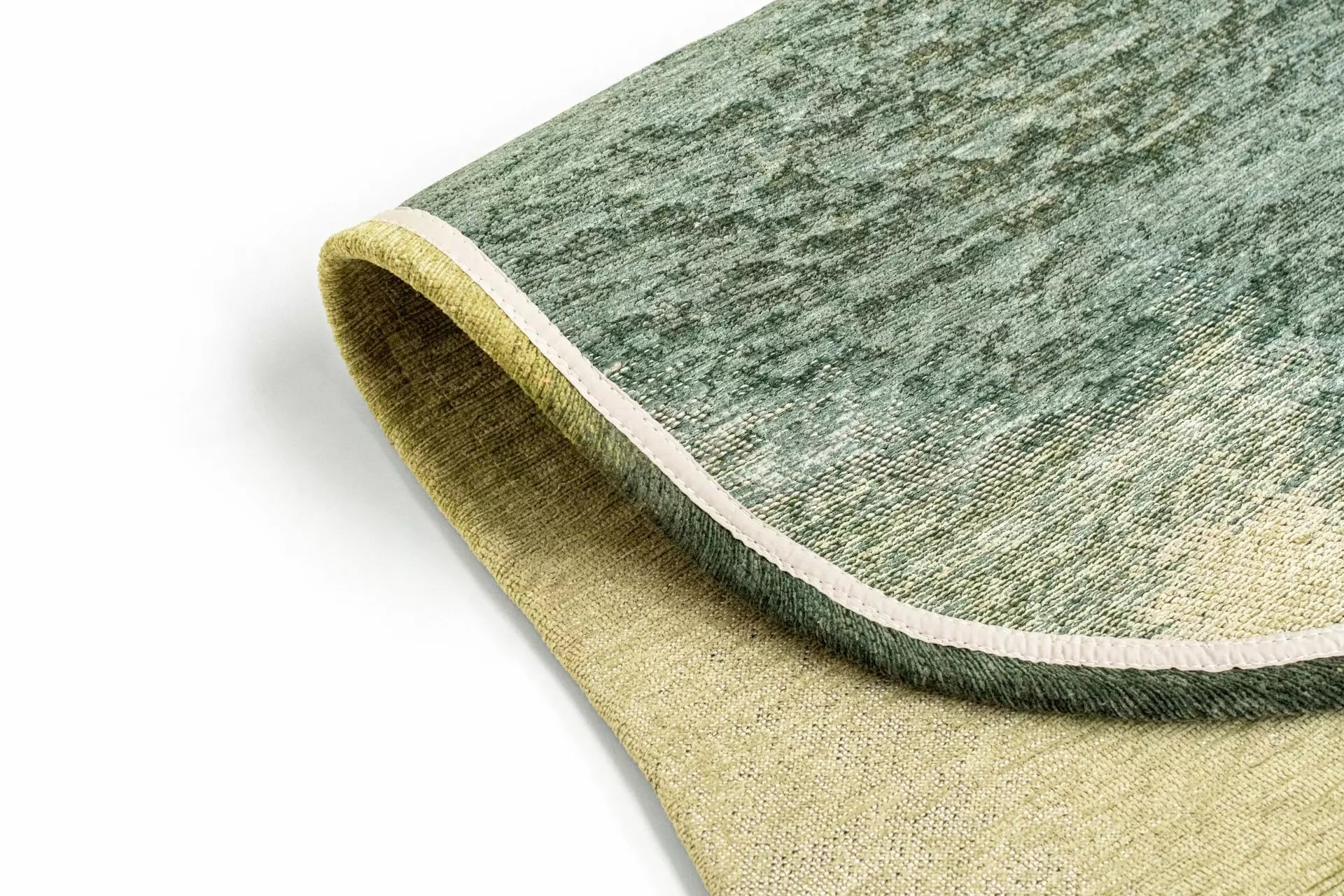 Ovaler Teppich AQUARELLE LEAF grün mit gelb