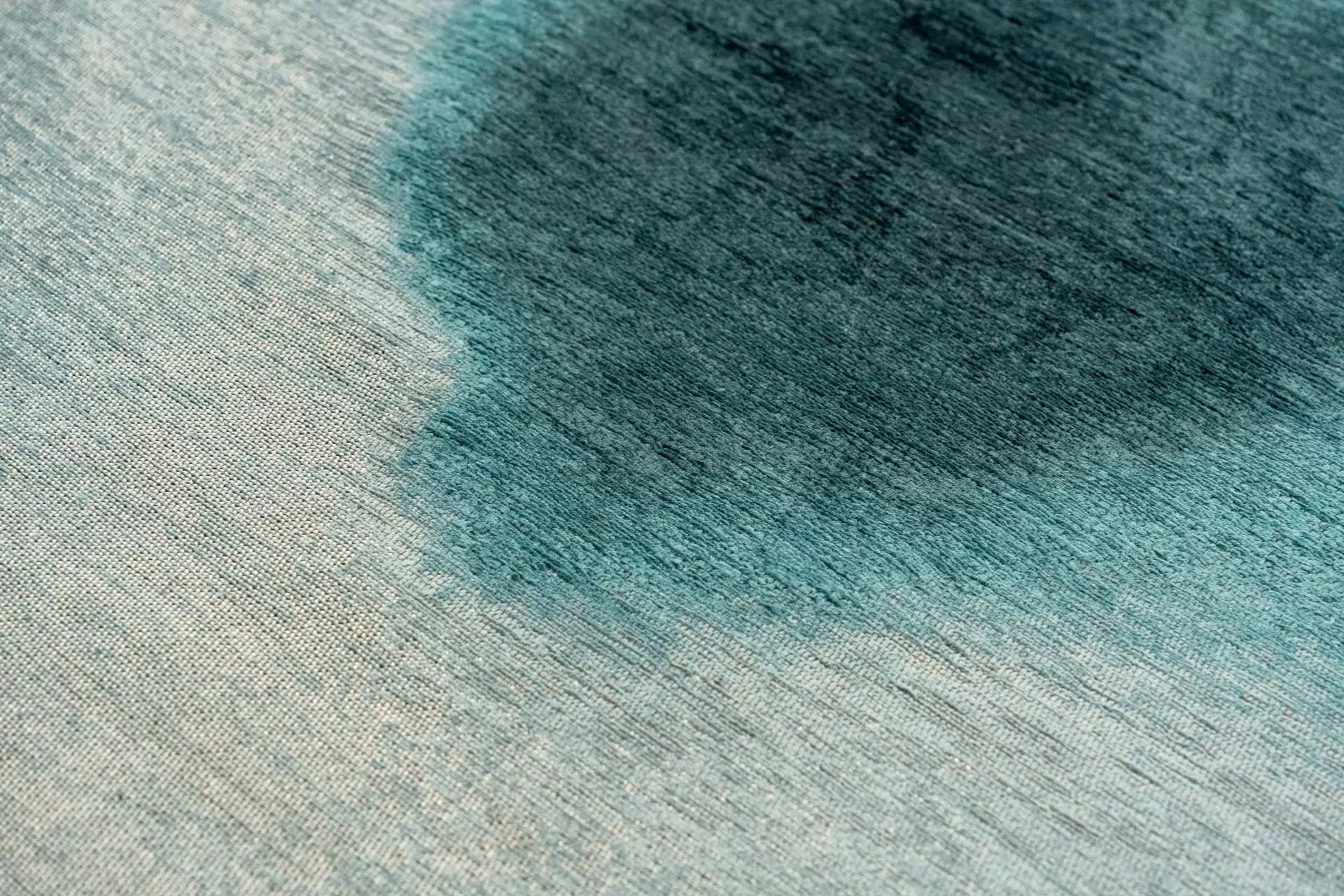 Ovaler Teppich AQUARELLE LEAF himmelblau mit Grau
