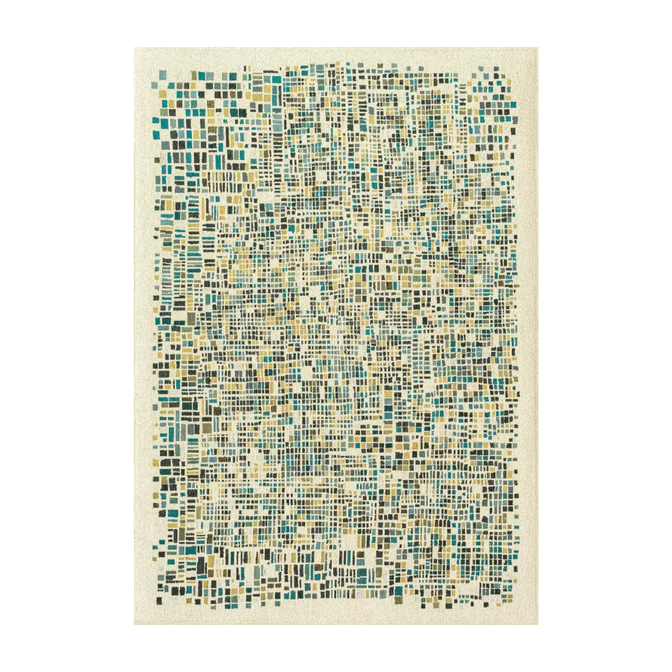 Teppich CUBIK beige mit Blau und Grün