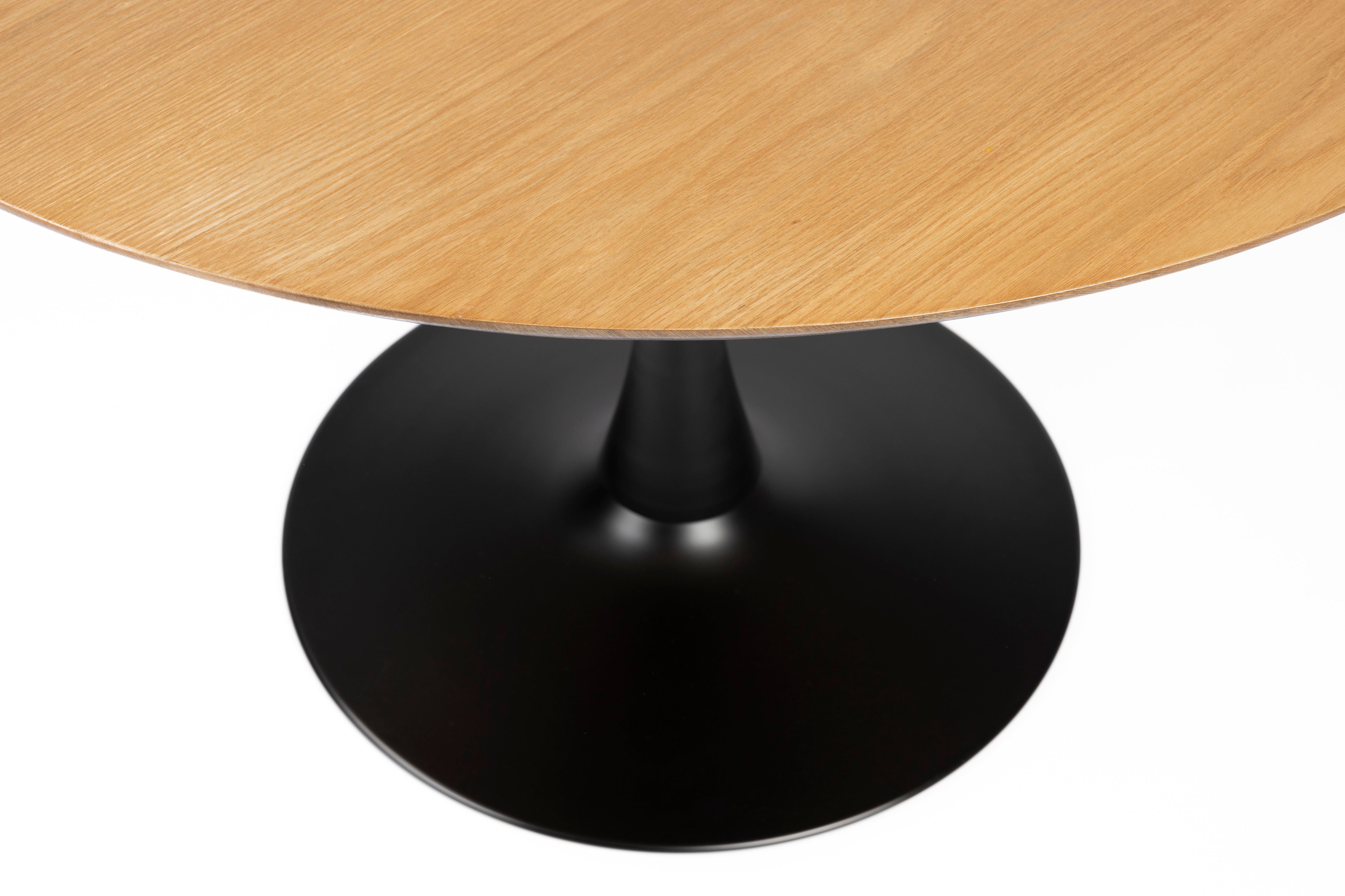 Round Table Cancer Oak Veneer with a black base