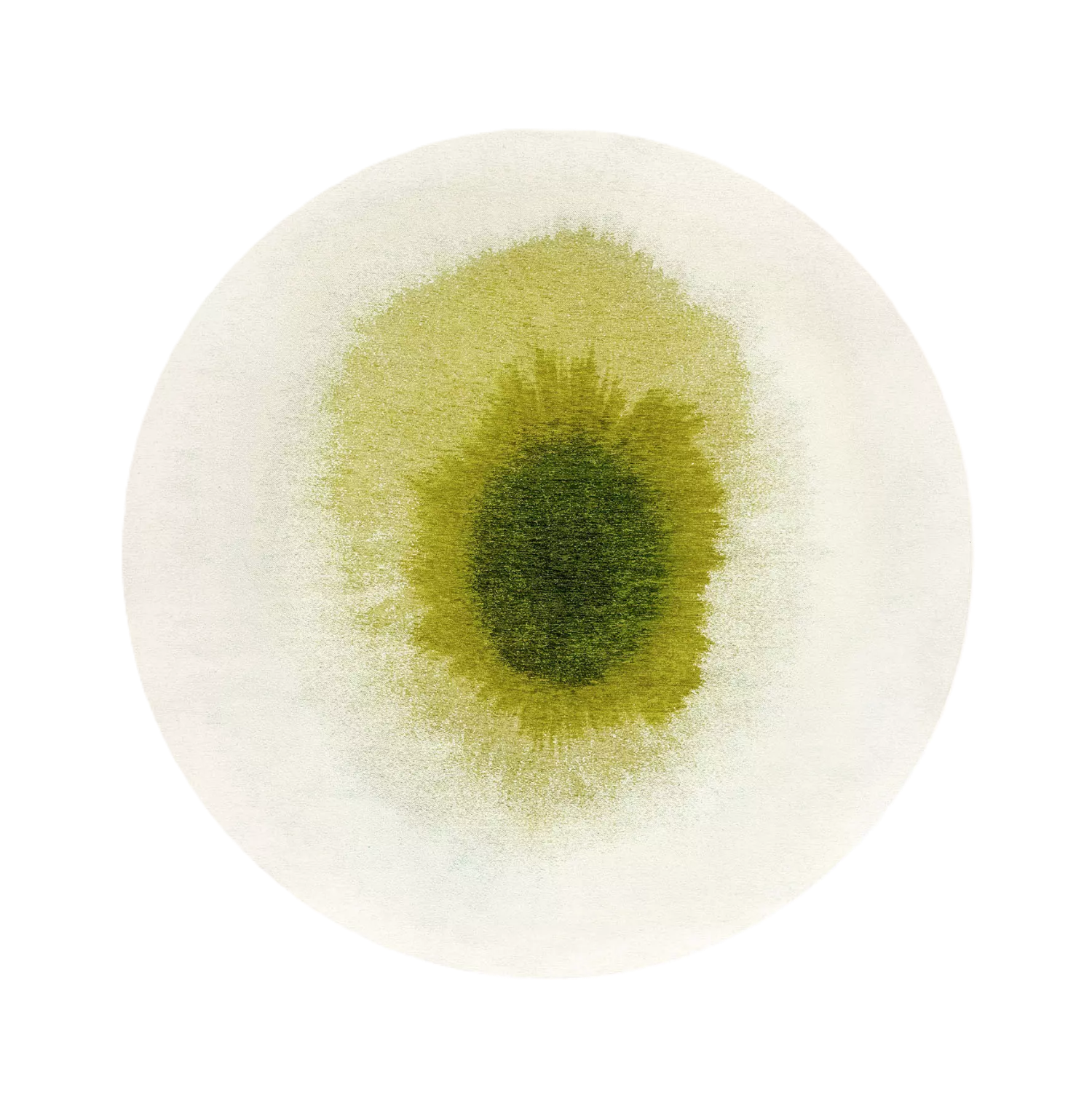 Round DROP rug in white with green