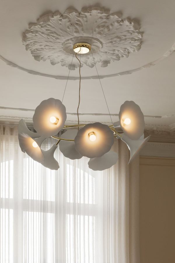 PETALII 10 Chandelier White Metal