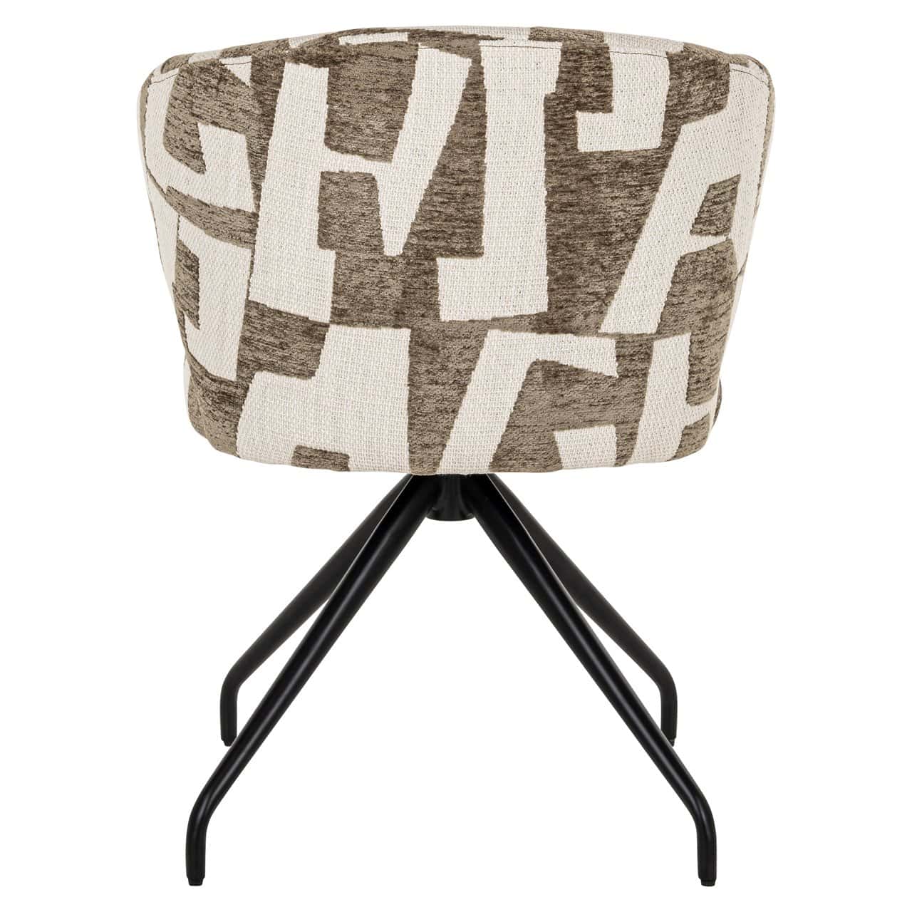 MILLY Swivel Chair in Beige with Brown and Black Base