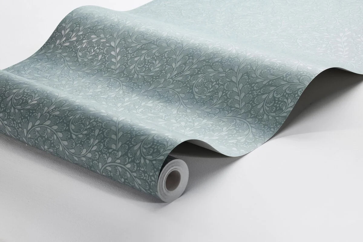 Tapete mit Pflanzenmotiv WILD FERNS blau