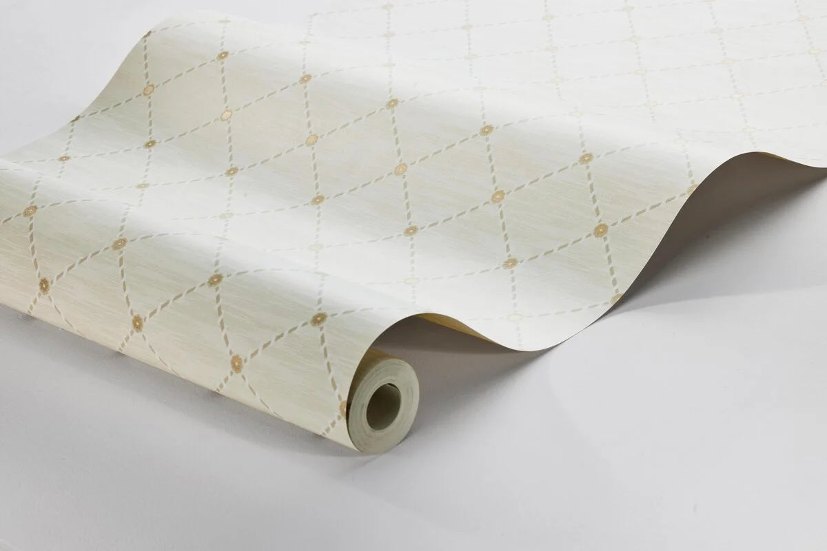 Tapete mit geometrischem Muster GOLDEN TRELLIS cremefarben mit Gold