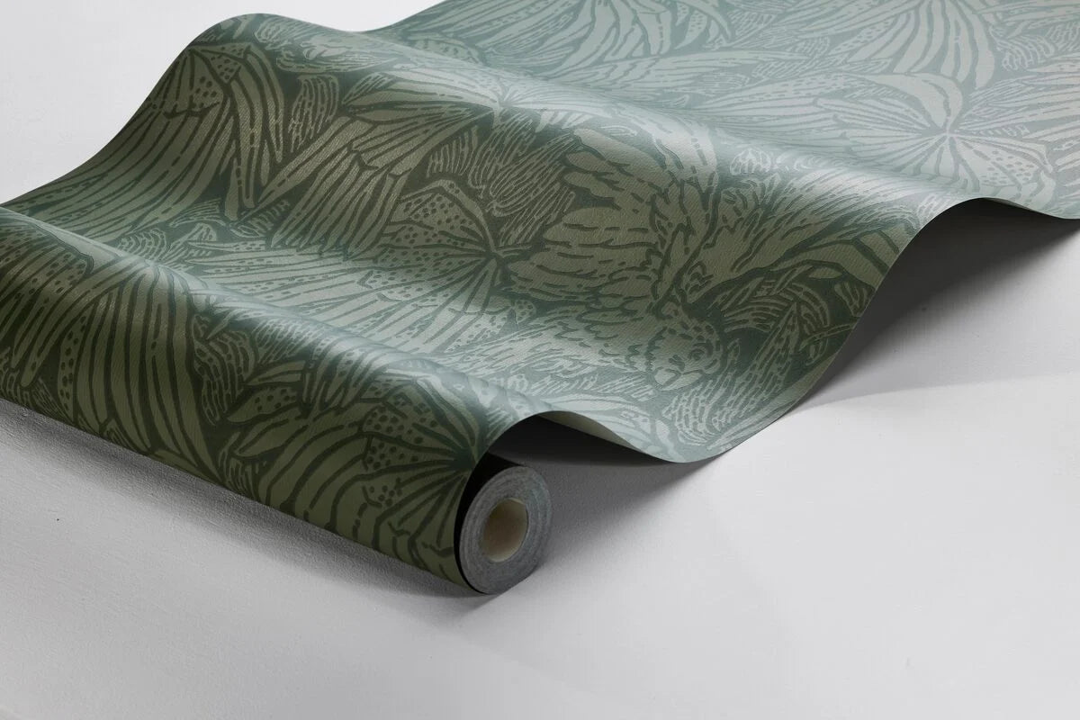 HIDDEN PARROT Green Animal Print Wallpaper