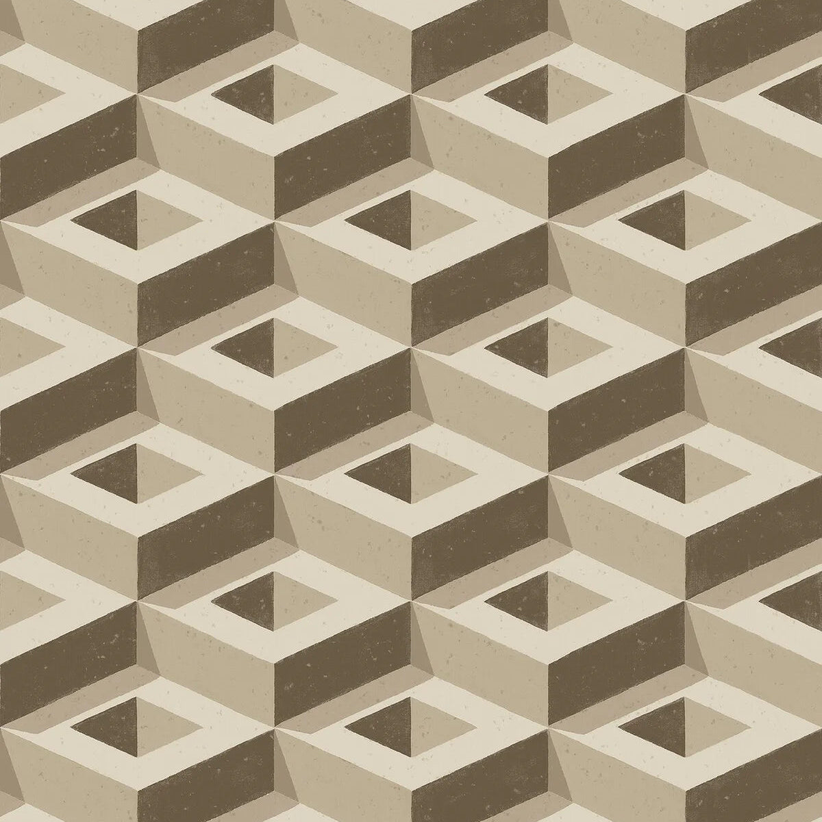 Wandbild mit geometrischem 3D-Motiv BOXEN beige mit braun