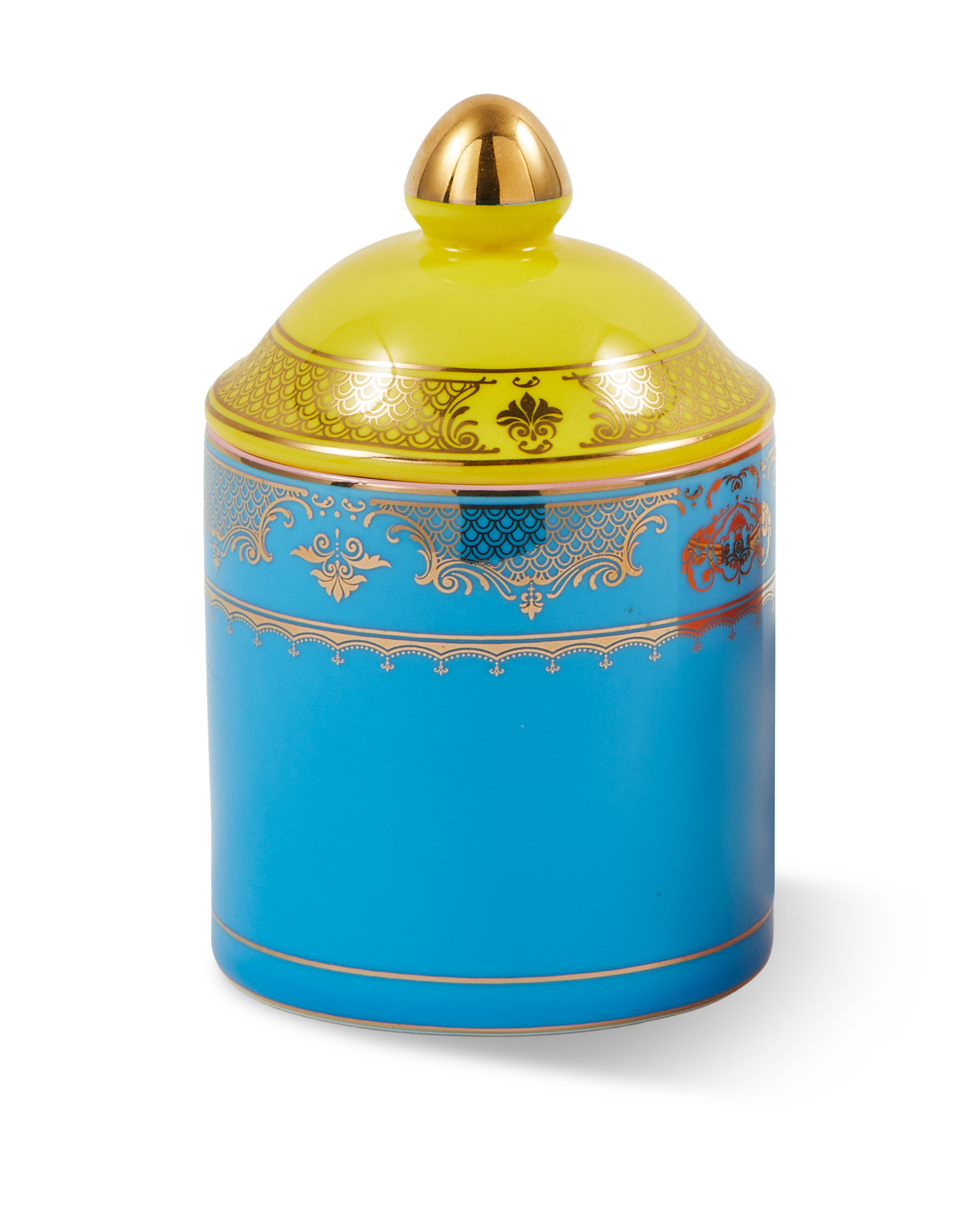 GRANDPA blue porcelain jar with yellow