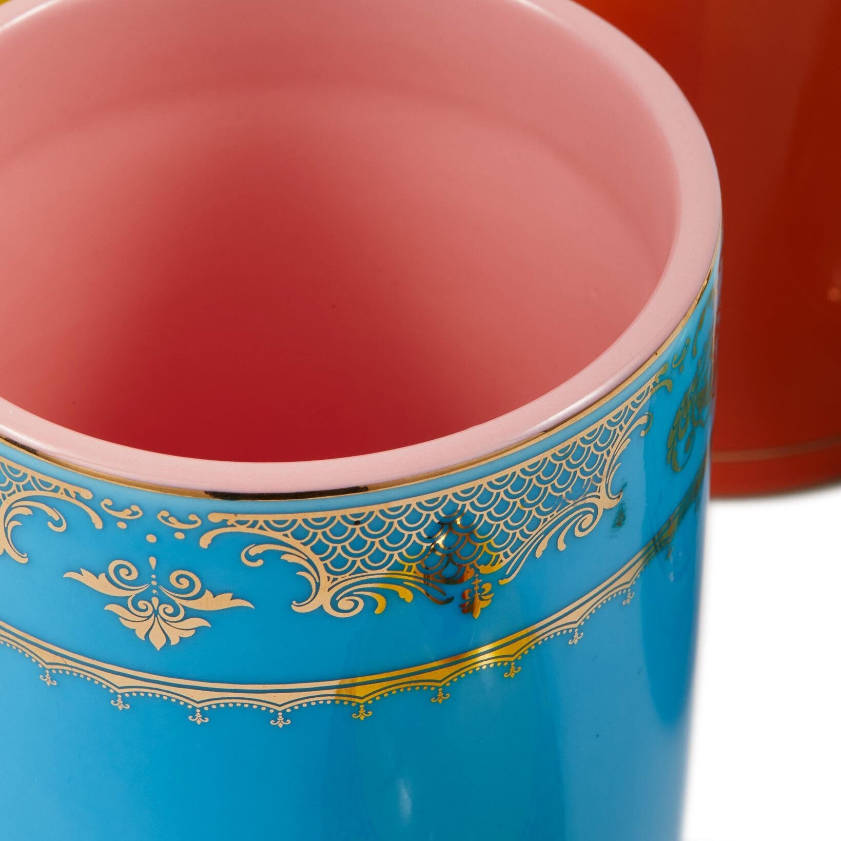 GRANDPA blue porcelain jar with yellow