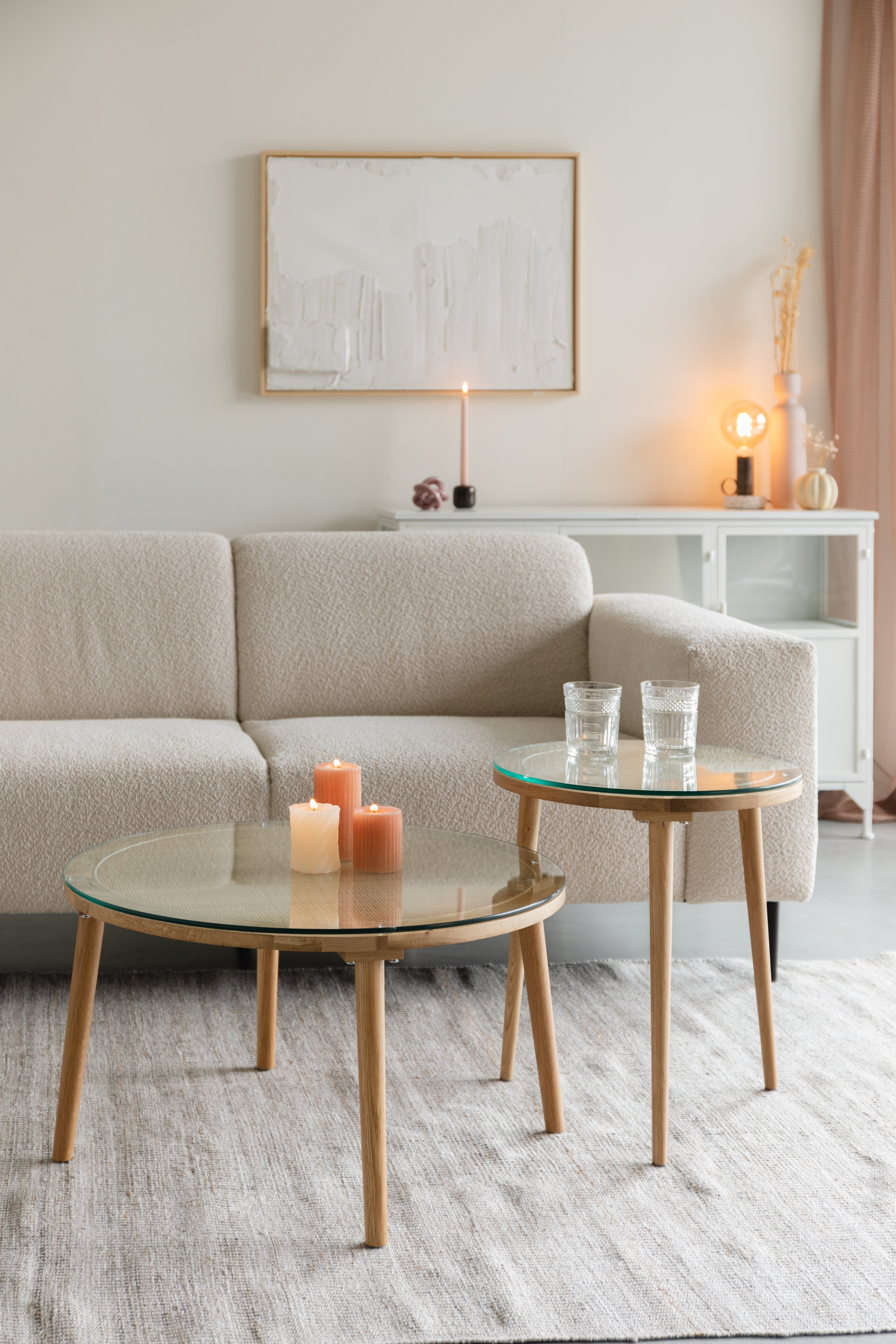 Haru Rattan coffee table with a wooden base