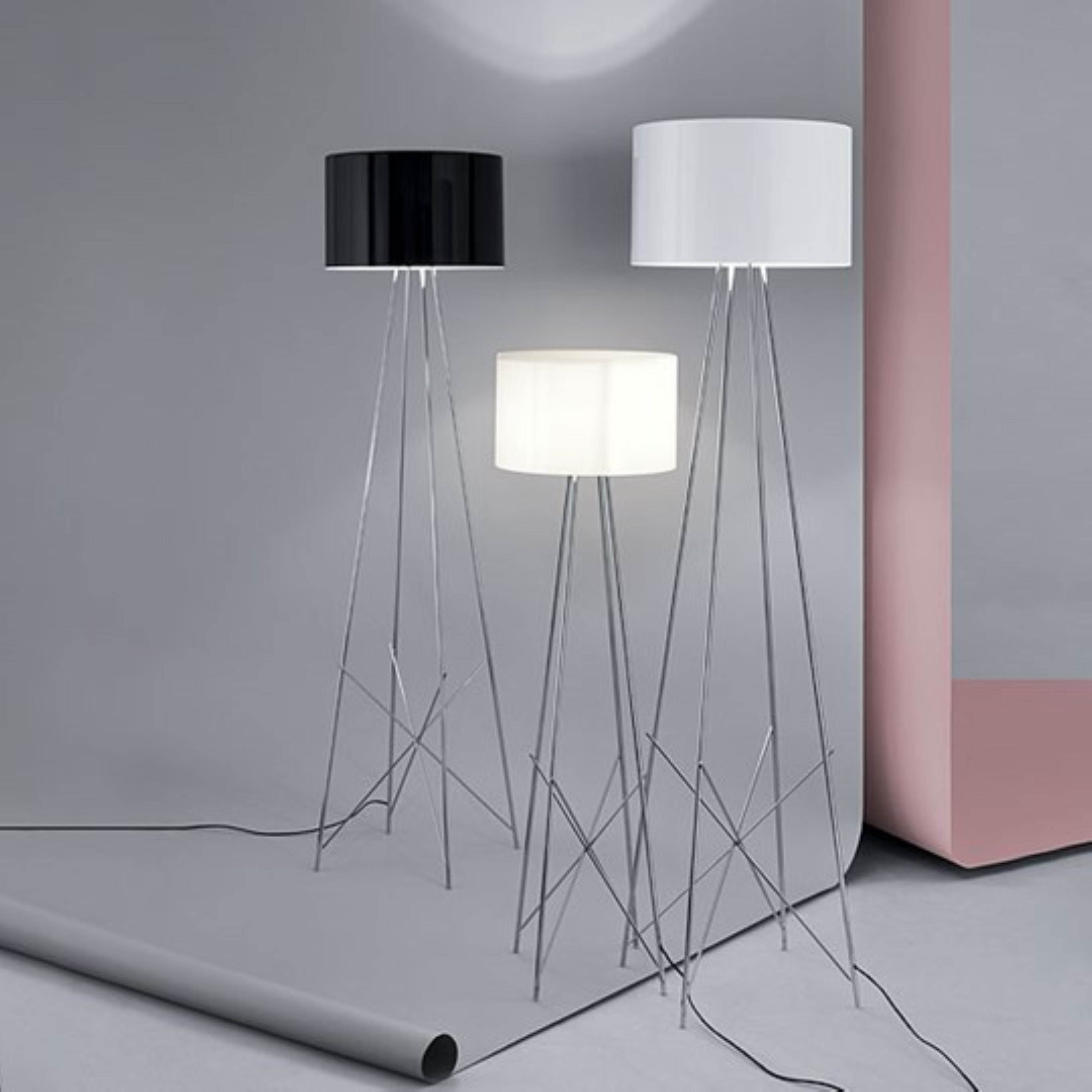 RAY Floor Lamp Glass with Metal Base